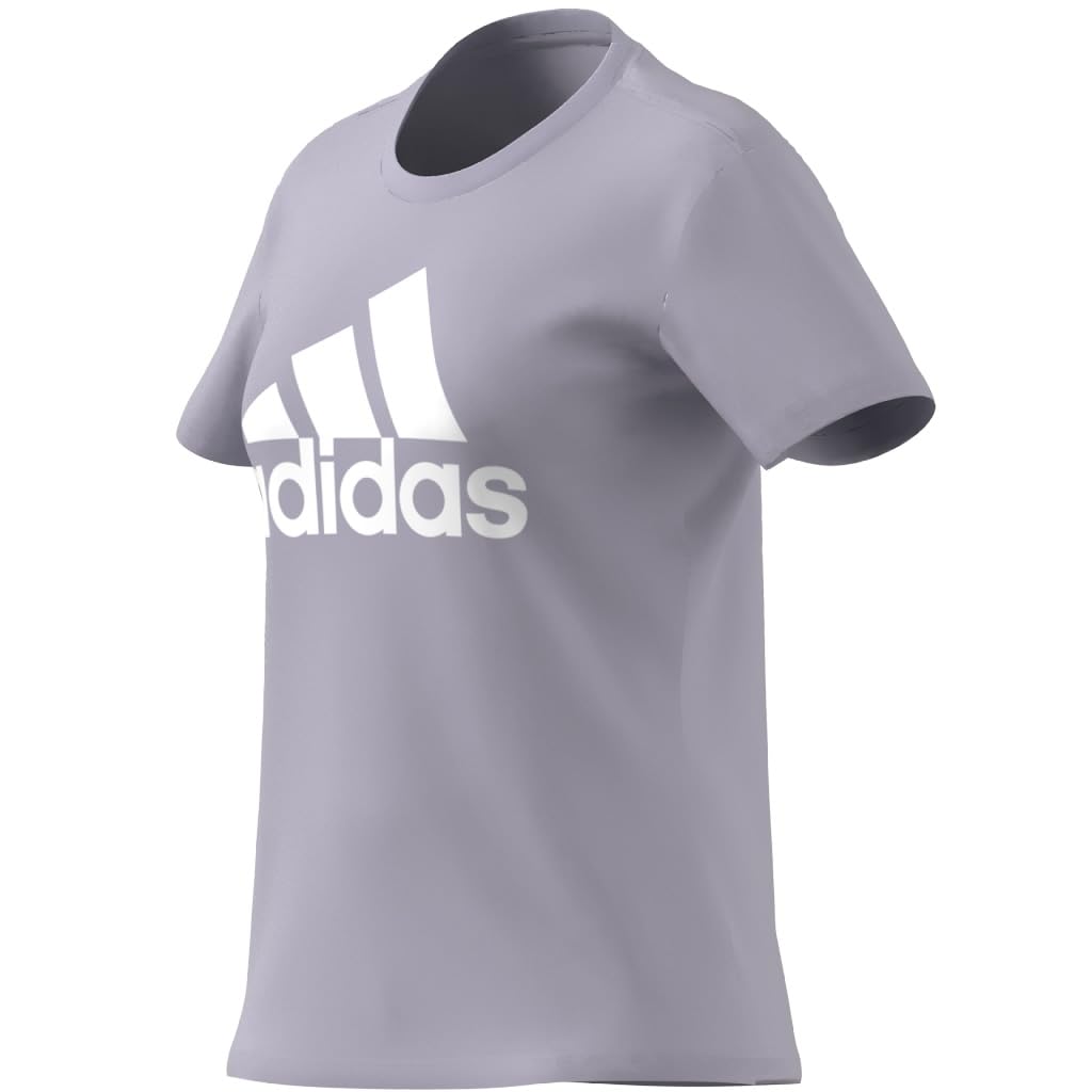 adidas Women's Essential Logo Loungewear T-Shirt - Soft Cotton Comfort for Casual Wear, Home Relaxation & Athleisure Outfits