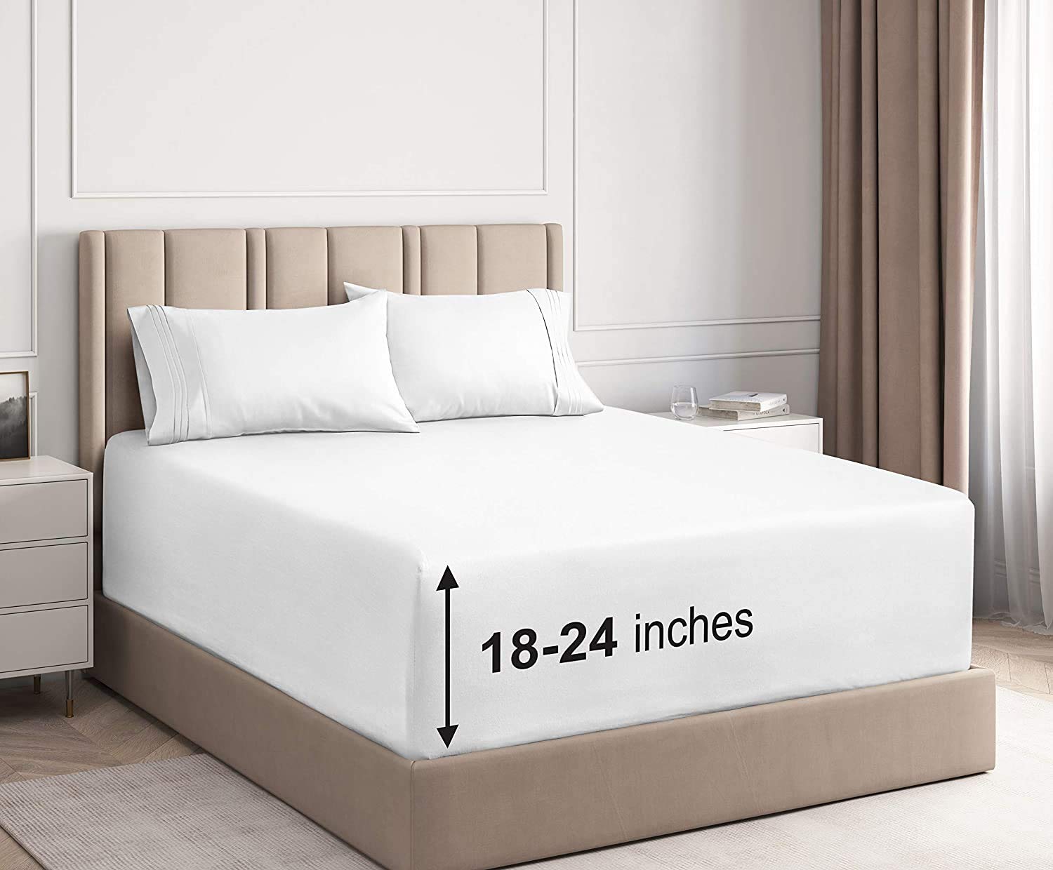 Premium 600 Thread Count Extra Deep Pocket Sheets 4-Piece Set - Fits 18