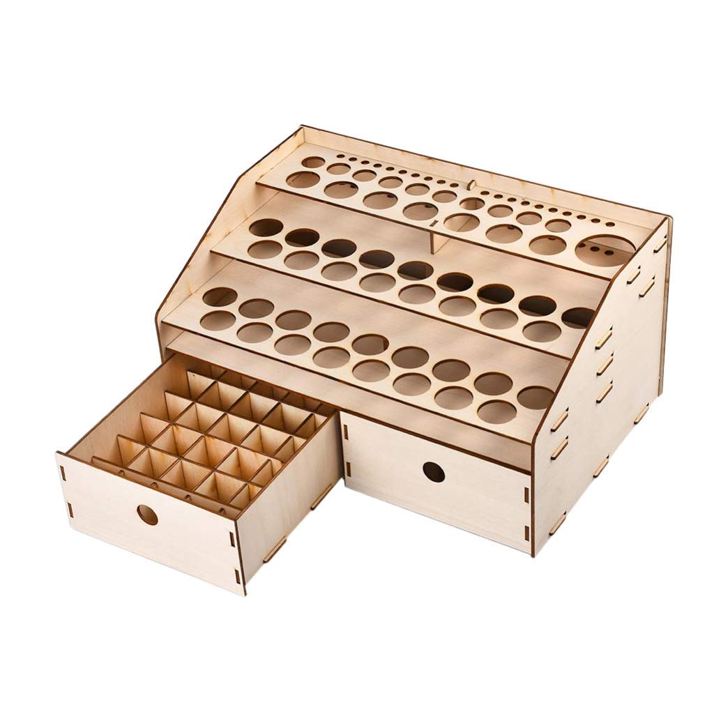 Wooden Paint Holder Organizer - Storage for Pigment & Ink Bottles - Perfect for Artists & Crafters