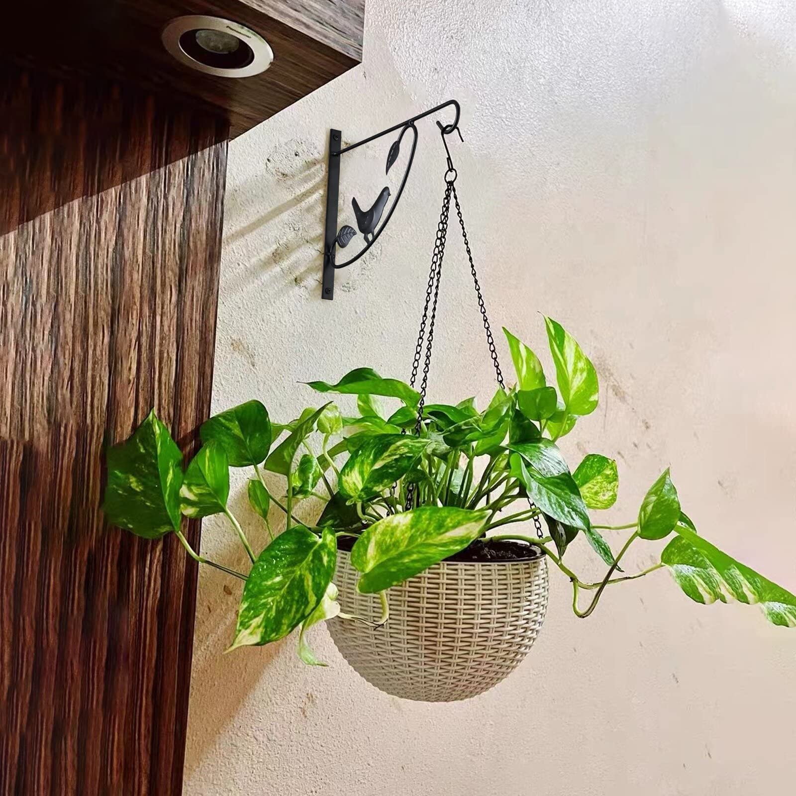 12 Inch Wall Mounted Hanging Plant Bracket - Heavy Duty Black Planter Hooks for Outdoor & Indoor Use - Includes Screws (2 Pack) - Perfect for Lanterns, Flower Pots, Bird Feeders & Wind Chimes in Garden, Lawn, Patio or Balcony