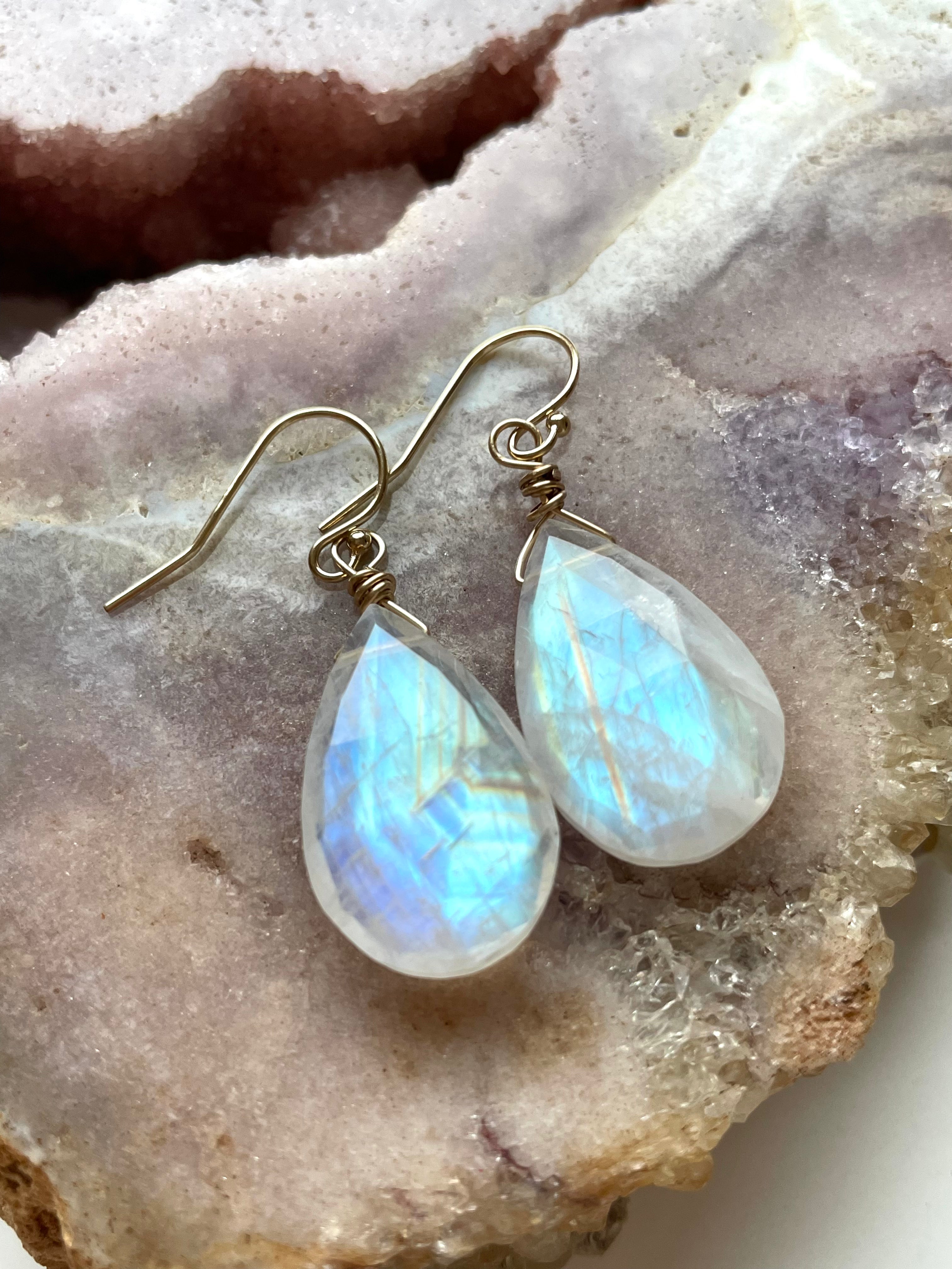 Moonstone Drop Earrings - 14K Gold June Birthstone Jewelry for Women | Elegant Gift for Birthday, Anniversary & Special Occasions