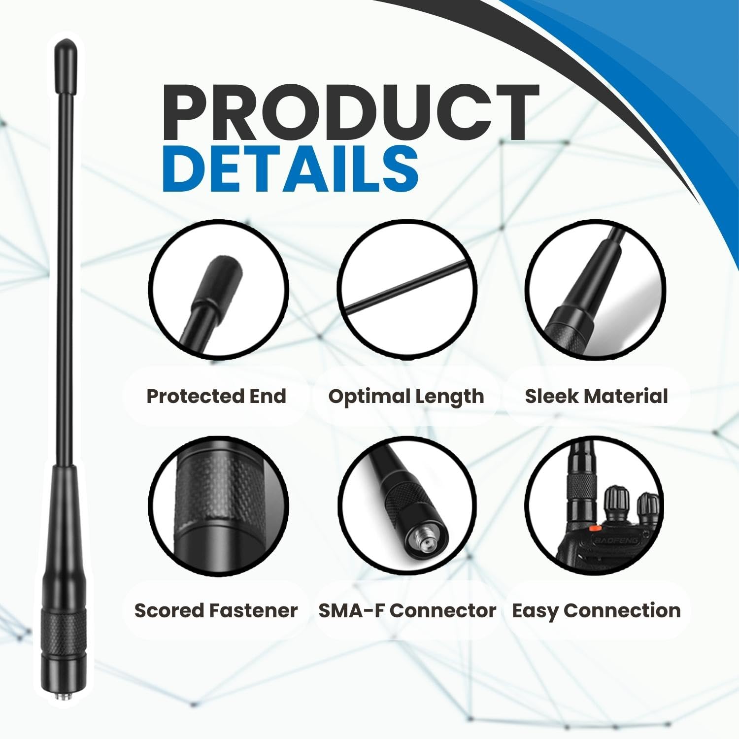 TNP 701S SMA F Antenna 8 Inch Whip VHF/UHF 144/430MHz Dual Band SMA Female Connector for Pofung, Kenwood, Wouxun, Yaesu Two-Way Radios - Perfect for Ham Radio, Walkie Talkies, and Outdoor Adventures