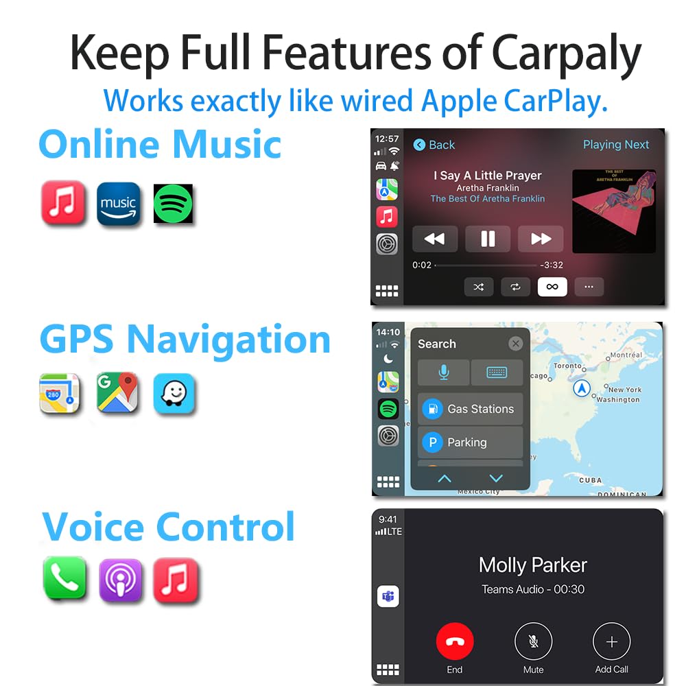 Wireless Apple CarPlay & Android Auto Adapter with RGB Ambient Lighting - 2-in-1 USB Dongle for Cars with OEM CarPlay/Android Auto - Convert Wired to Wireless, Plug & Play - Perfect for Commuting, Road Trips & Hands-Free Driving (Model T)