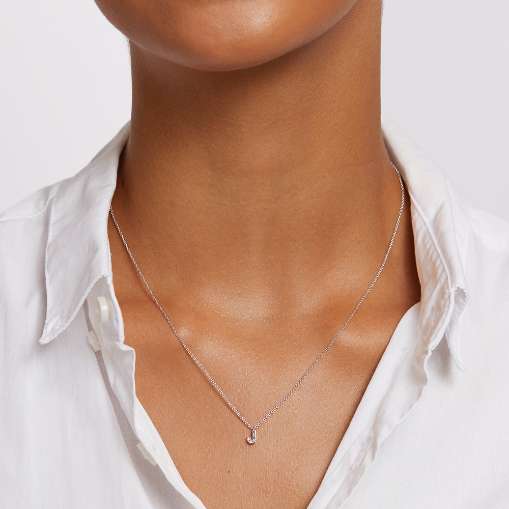Diamond Letter J Necklace in Sterling Silver - Elegant Personalized Jewelry for Women, Perfect for Gifts, Anniversaries & Everyday Wear