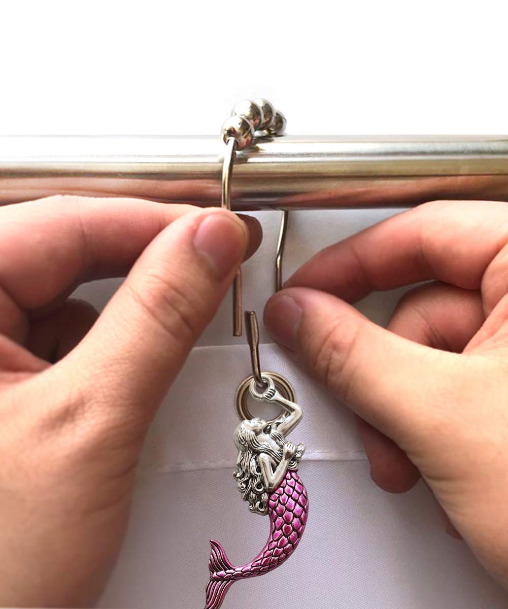 Rust-Proof Sea Theme Shower Curtain Hooks - Ocean Beach Coastal Tropical Bathroom Decor for Curtain Liners | Perfect for Beach House, Nautical & Coastal Style Bathrooms
