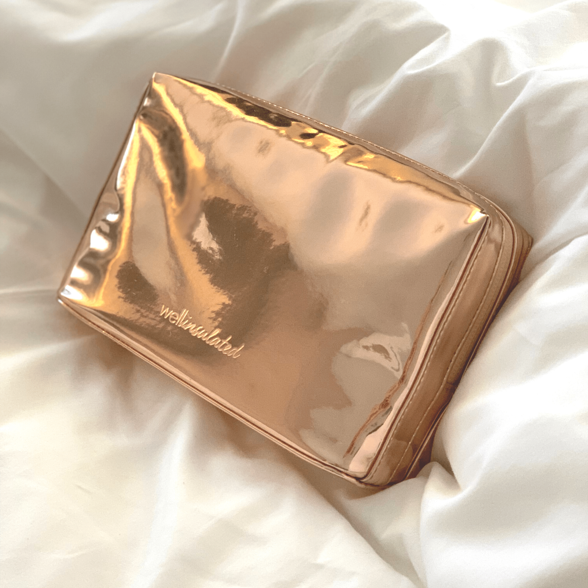 Premium Rose Gold Makeup Bag - Large Cosmetic Organizer for Travel, Gym & Everyday Use | Stylish & Durable Beauty Case for Women & Teens