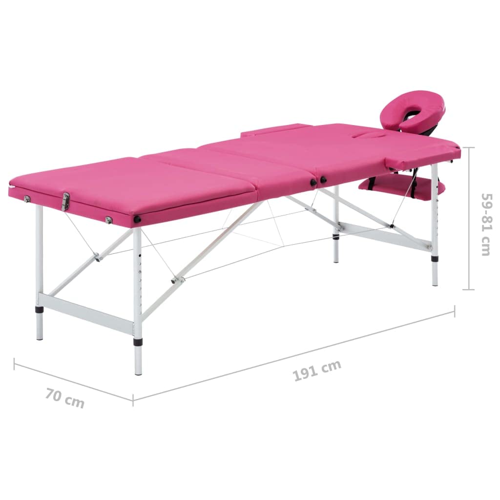 Foldable Massage Table in Pink - Adjustable Portable Therapy Table with Lightweight Aluminum Frame & Soft Faux Leather Cover - Perfect for Spa, Salon, Home Massage & Physical Therapy Sessions