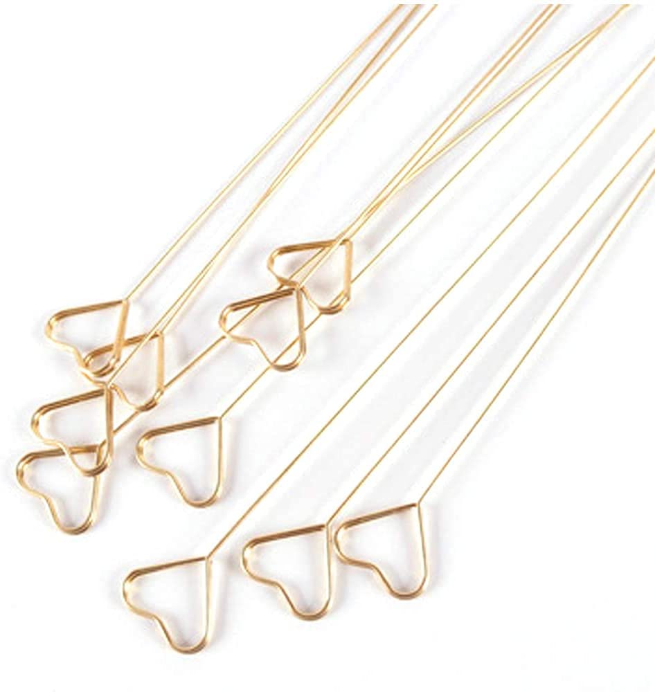 10pcs Golden Metal Wire Floral Place Card Holders - Star & Heart Shape Bouquet Picks, Photo Clips, Memo & Gift Card Holders for Wedding, Birthday Party, Office Decor, DIY Cake Toppers - Perfect for Table Settings, Invitations, and Event Decorations
