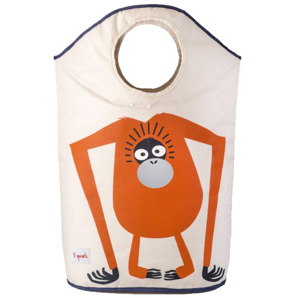 3 Sprouts Laundry Hamper with Orangutan Design - Foldable Kids Clothes Hamper for Nursery, Bedroom & Playroom Organization