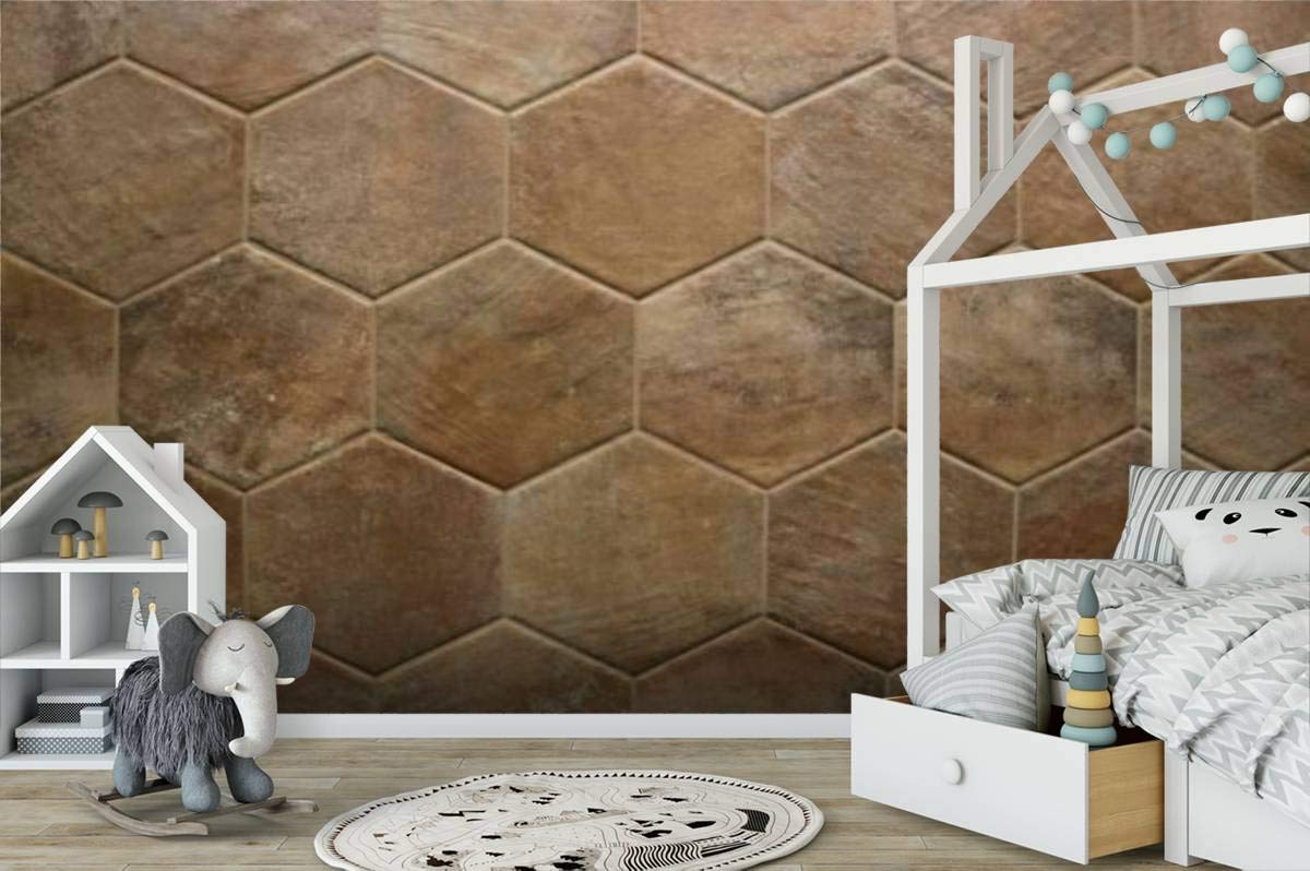 Hexagon Terracotta Rustic 3D Wallpaper - Self-Adhesive Peel & Stick Wall Mural for Bedroom, Living Room, Dorm Decor - Waterproof Textured Backsplash for Kitchen, Bathroom, Wardrobe & Ceiling