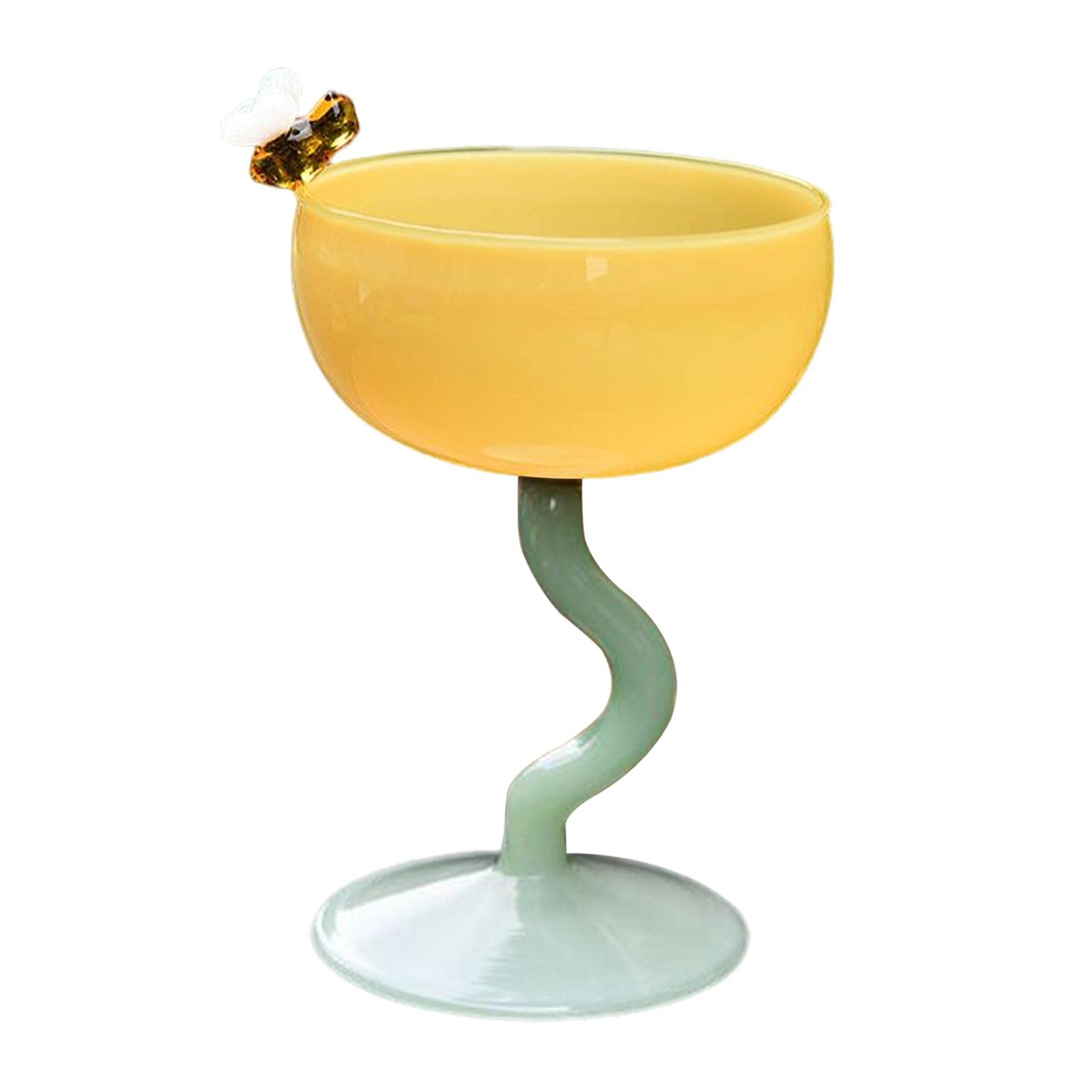 **MagiDeal Heat-Resistant Colored Glass Ice Cream Bowls - Romantic Small Footed Stemware Goblet for Yogurt, Pudding, Fruits, Iced Tea & Parfait (Yellow Green Base) - Perfect for Birthday Parties, Dessert Serving & Elegant Entertaining**