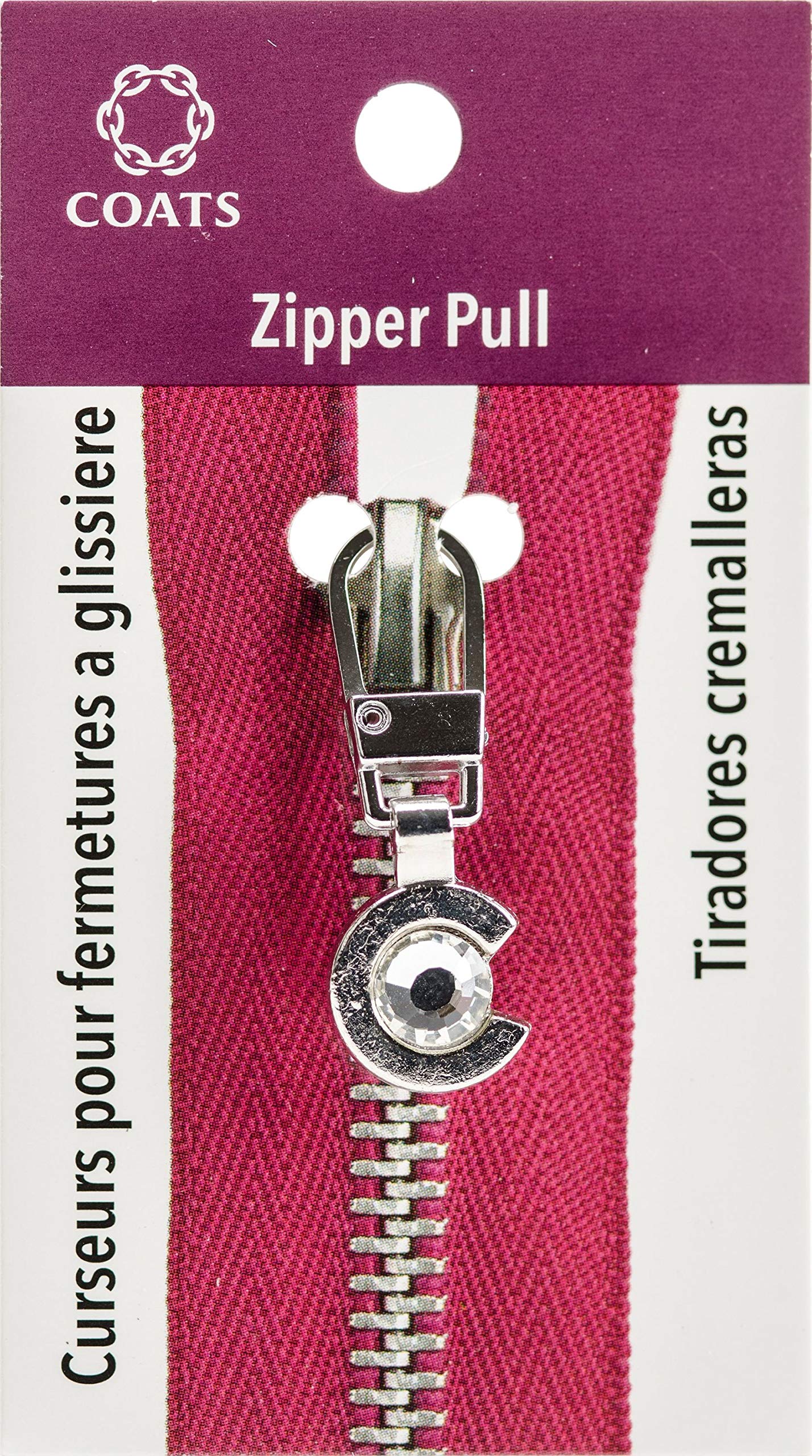 Silver Zipper Pull with Stone for Coats & Jackets - Fashion Accessory