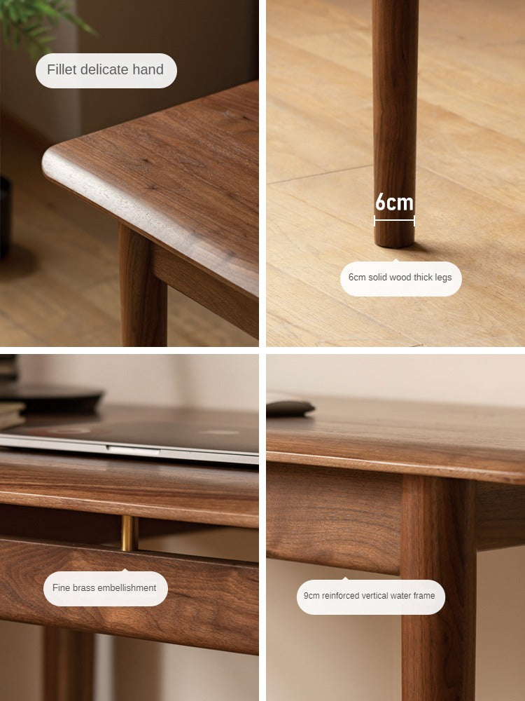Premium Black Walnut Solid Wood Large Coffee Table - Modern Minimalist Design for Living Room, Lounge & Office