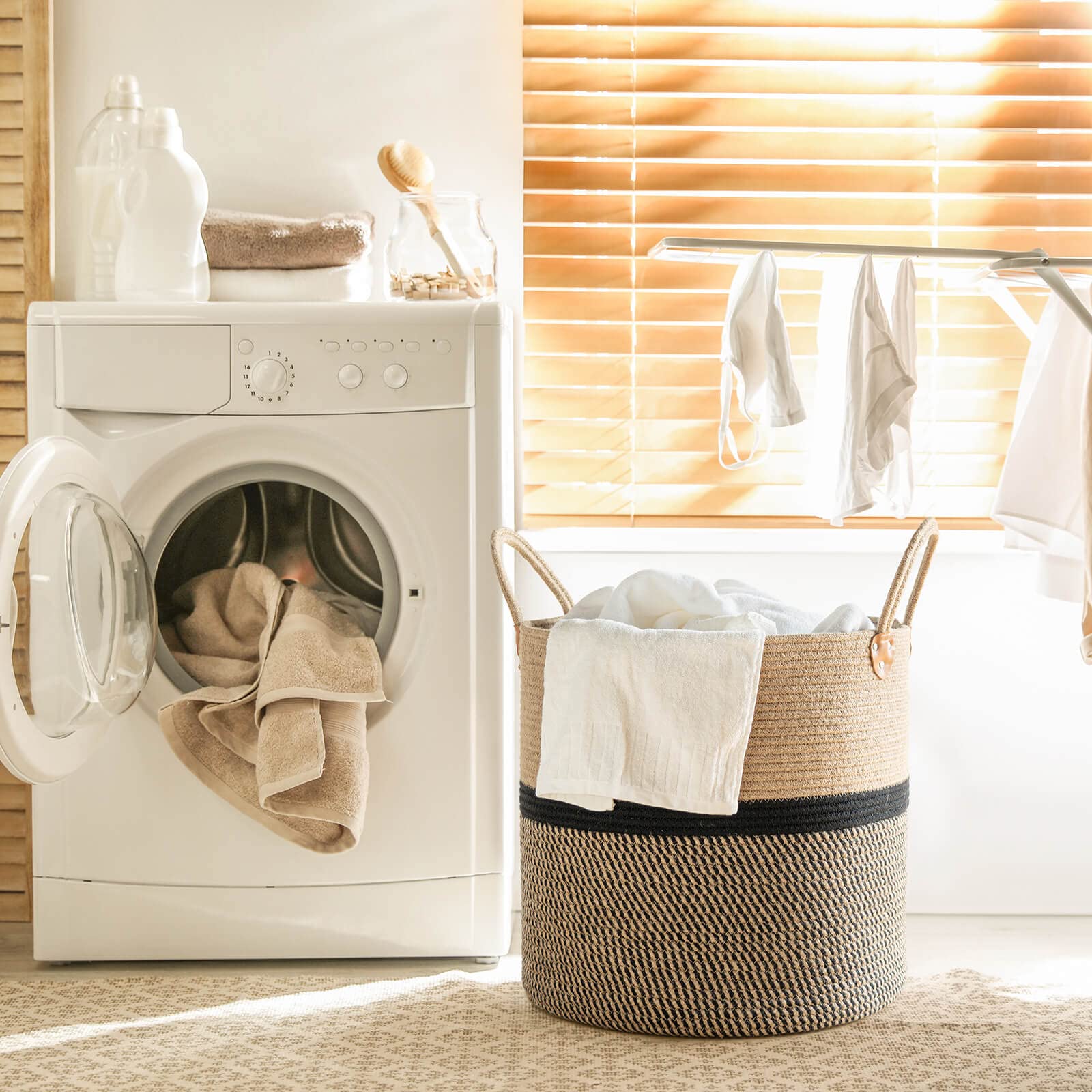 CHICVITA Extra Large Jute Storage Basket with Handles - 16