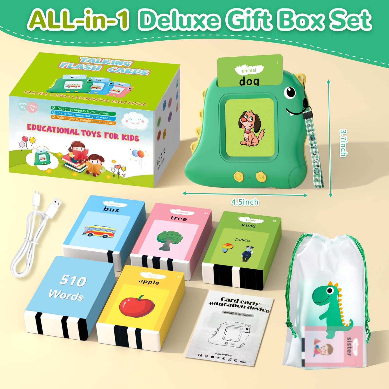 Interactive Talking Flash Cards for Toddlers 1-6 Years - 510 Sight Words Montessori Learning Toys, Autism Sensory Speech Therapy Toys for Boys & Girls | Educational Gift for Kids Birthday, Christmas & Preschool Learning
