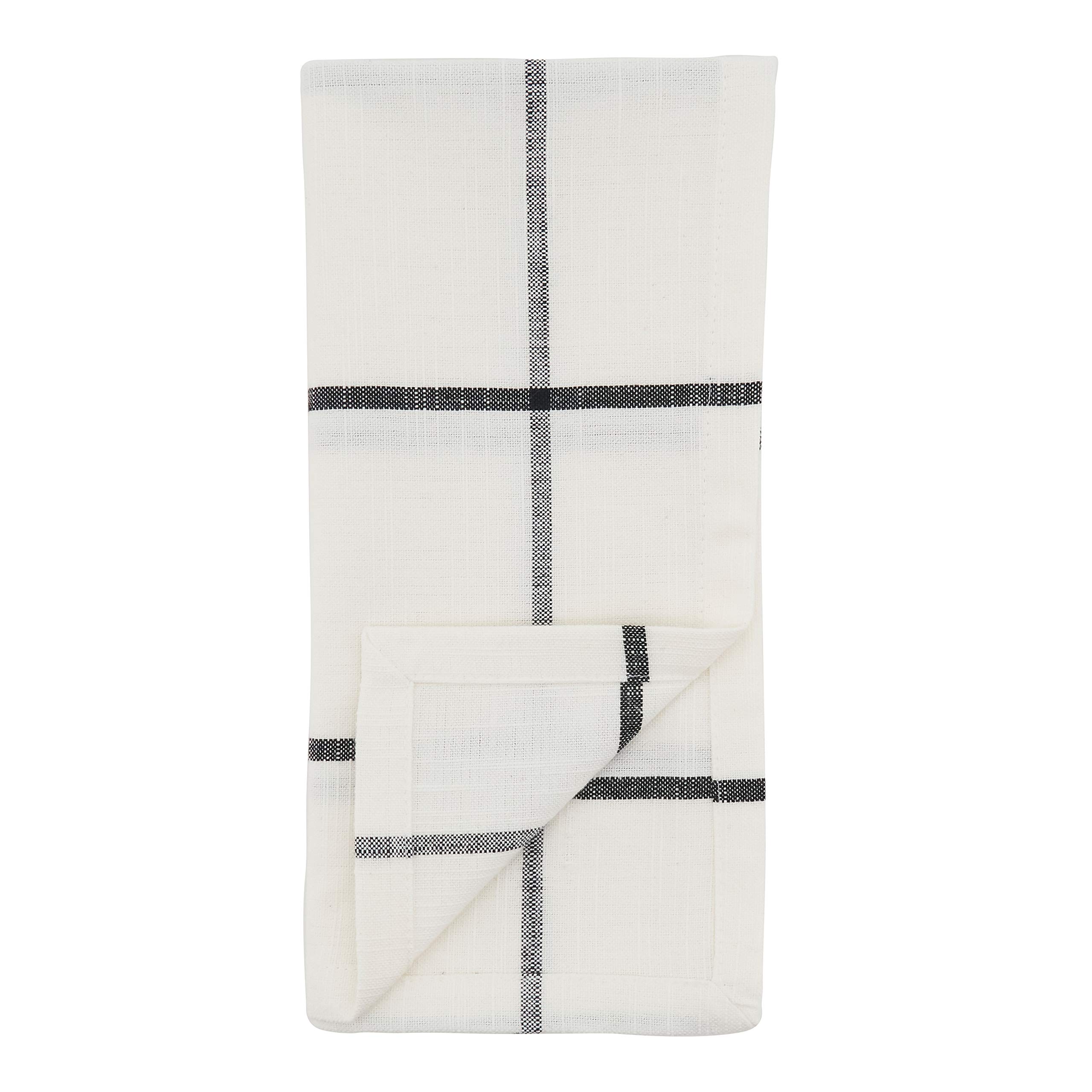Premium Windowpane Plaid Cotton Table Napkins - Set of 4 - Elegant Dinner Party & Holiday Table Decor - Perfect for Thanksgiving, Christmas & Formal Dining