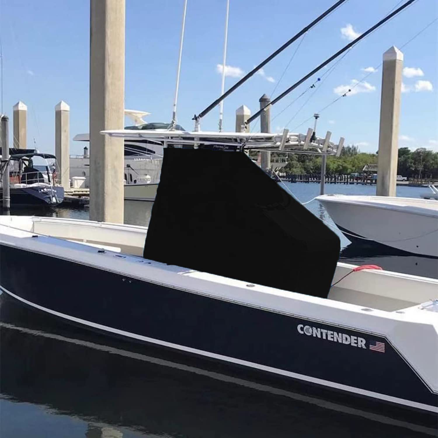 Universal T-Top Center Console Boat Cover - Waterproof Protective Cover for Center Console & Helm Seat, Fits 59
