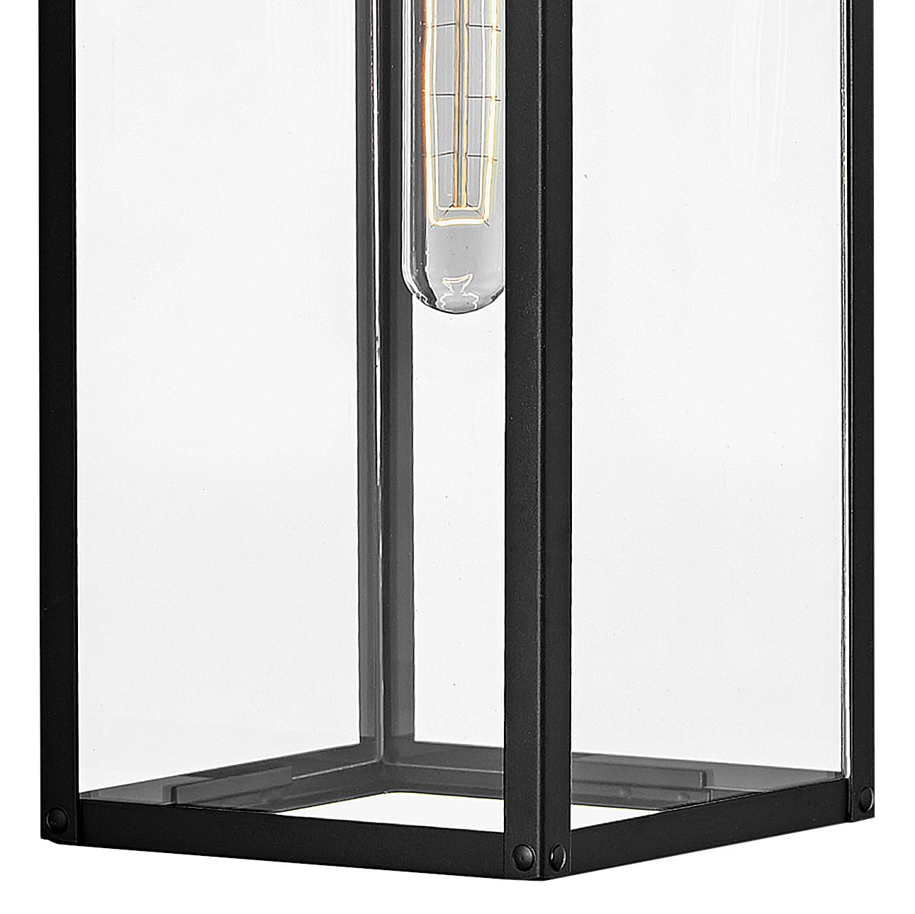 Hinkley Max 2594BK Medium Outdoor Wall Mount Lantern - Hand-Welded Aluminum Frame, Clear Glass Panels, Contemporary Industrial Style - Black - Perfect for Porch, Patio, and Garden Lighting