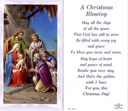 Christmas Blessing Holy Cards (5P-005) - Pack of 100 Religious Greeting Cards for Holiday Wishes, Church Events & Gift Giving