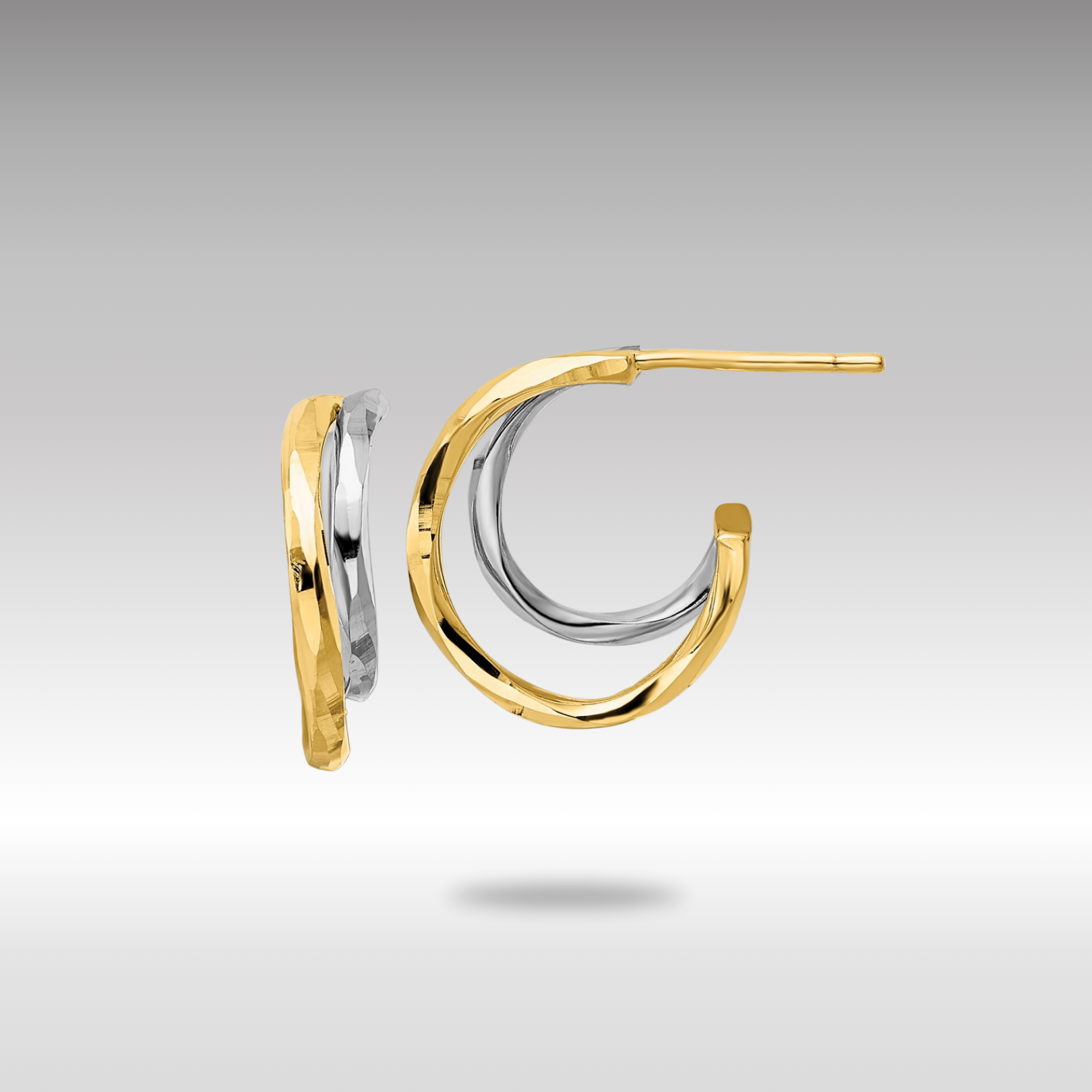 14K Gold Diamond Cut J Hoop Earrings for Women - Elegant Dangle Earrings for Daily Wear & Special Occasions | Model YE1919
