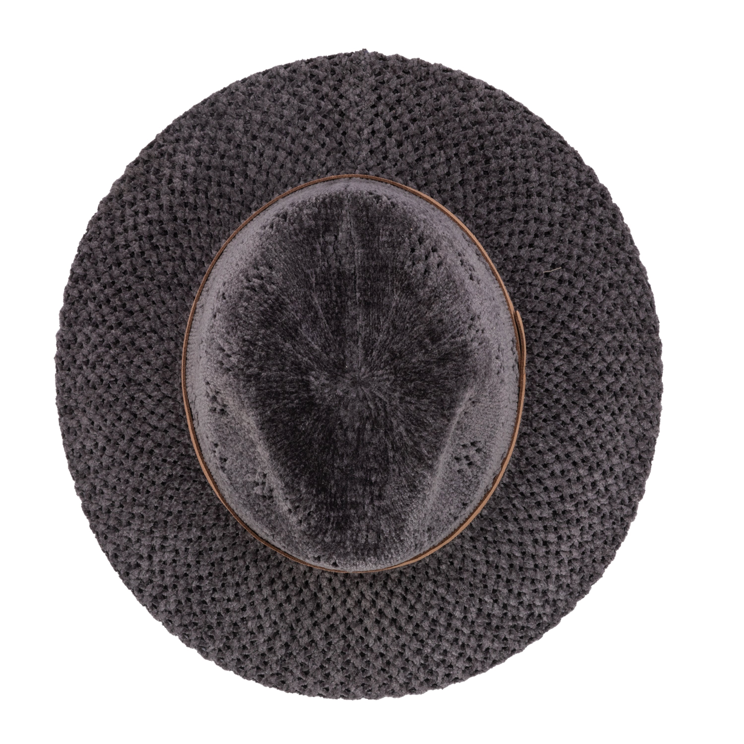 Walnut Grove Machine Knit Chenille Fedora Hat with Floral Pattern - KN1511 | Stylish Women's Fashion Accessory for Spring & Summer Outfits