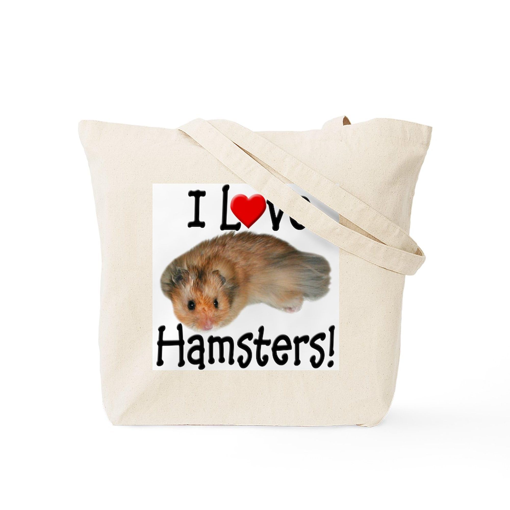 I Love Hamsters Tote Bag - Natural Canvas Reusable Shopping Bag for Groceries, Beach & Daily Use | Cute Hamster Lover Gift