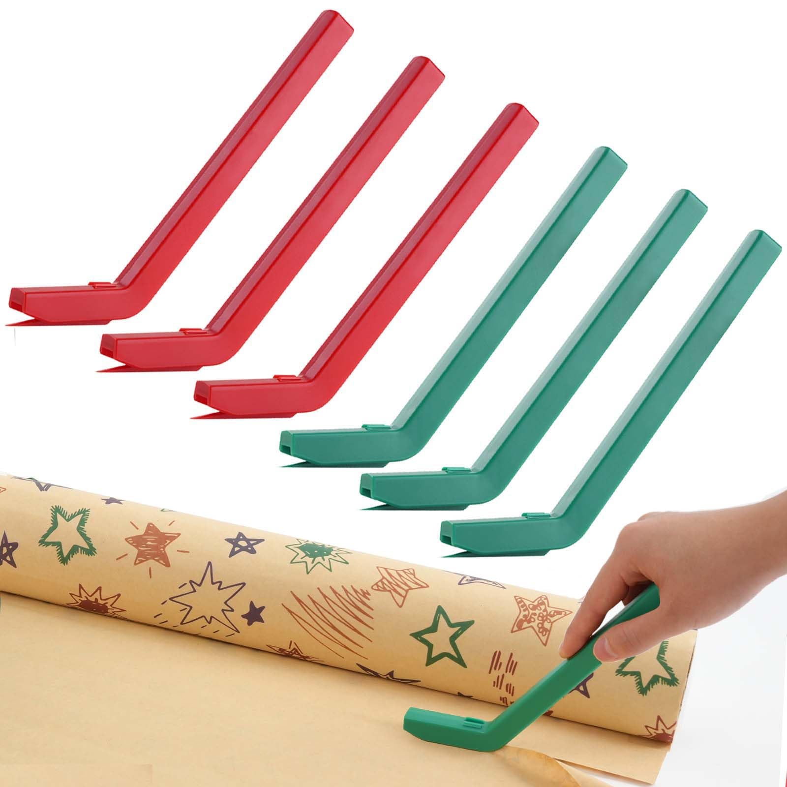 LIZAAL 6-Pack Wrapping Paper Cutter Set - Safe & Easy Gift Wrap Cutting Tool for Christmas, Birthday, Holidays | Premium Wrapping Paper Trimmer for Home, Office, Classroom Use | Red & Green Color | Perfect for DIY Crafts, Gift Wrapping Parties & Holiday Decorations