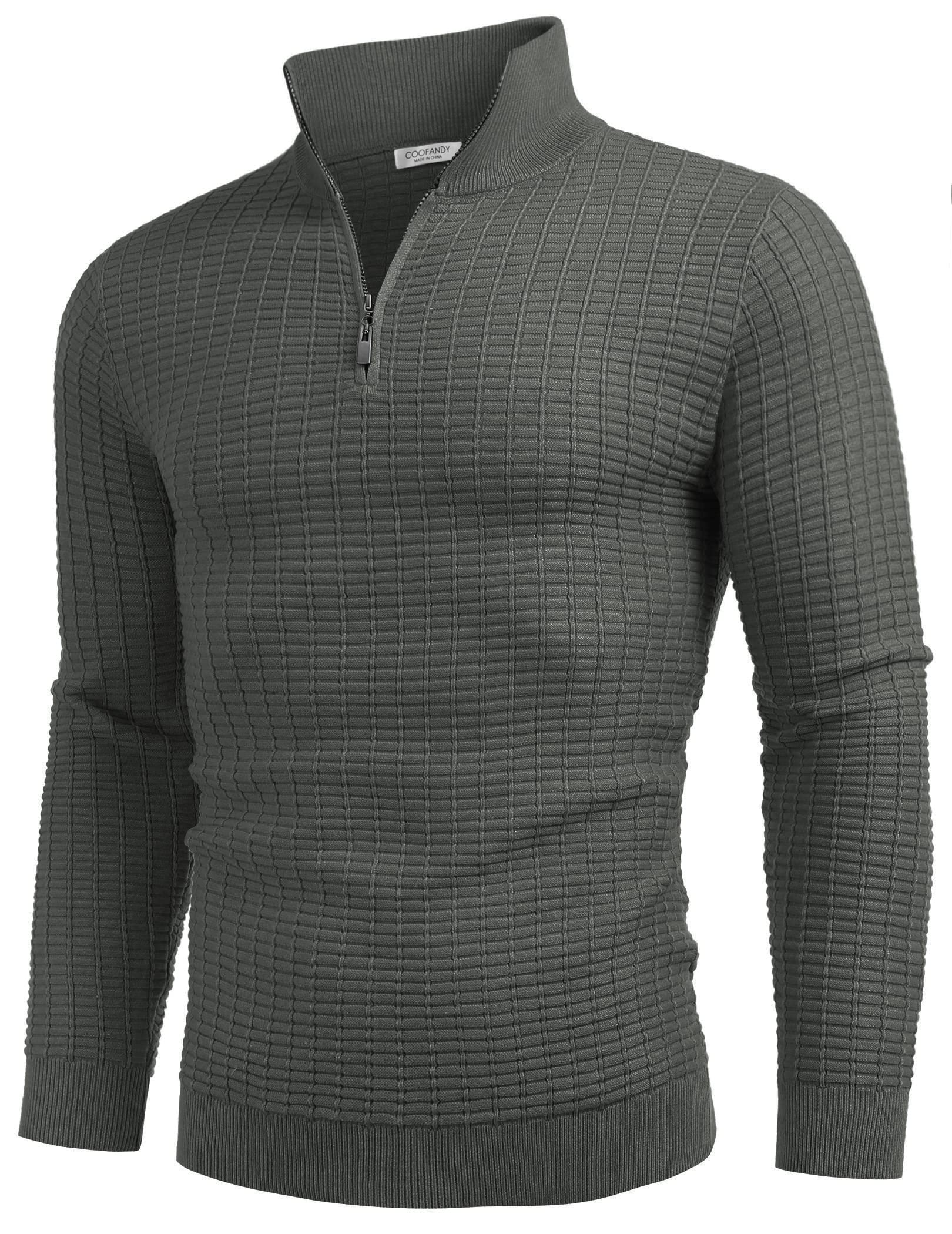 COOFANDY Men's Slim Fit Lightweight Cotton Quarter Zip Sweater - Mock Turtleneck Pullover Knit Top for Casual Wear & Office Outfits