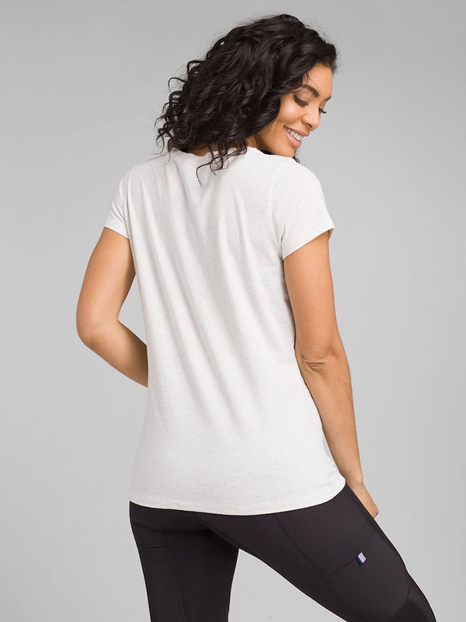 Prana Graphic Women's Short Sleeve T-Shirt - White Bear Print - Comfortable Casual Tee for Yoga, Hiking & Everyday Wear