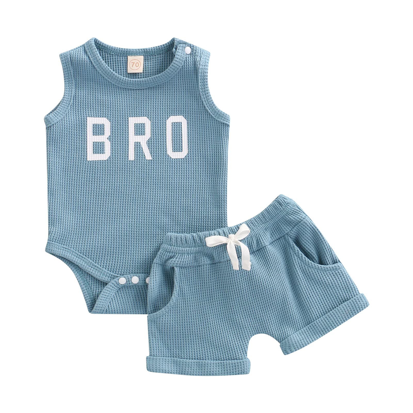 2-Piece Newborn Baby Boy & Girl Shorts Set - Soft Waffle Knit Sleeveless Romper Jumpsuit Bodysuit with Matching Shorts Outfit - Perfect for Summer Playtime, Photo Shoots & Casual Wear