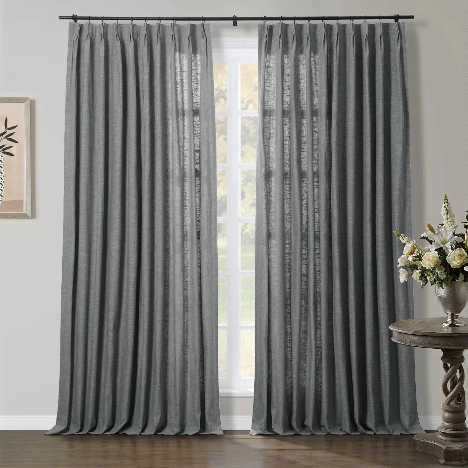 Luxury Linen Cotton Pleated Curtains - Blackout Drapes for Living Room & Bedroom - Elegant Home Decor Window Treatments