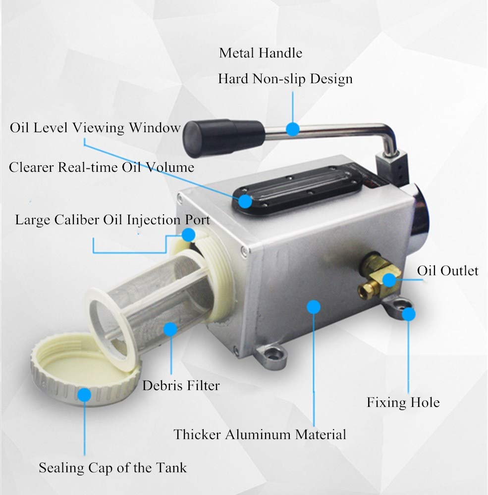 MXBAOHENG Manual Lubrication Pump - Hand Operated Oil Pump for Machine Tools, Engraving & Punch Presses (Y-6 Unilateral Oil Discharge Φ6) - Ideal for Workshop Maintenance & Industrial Equipment Lubrication