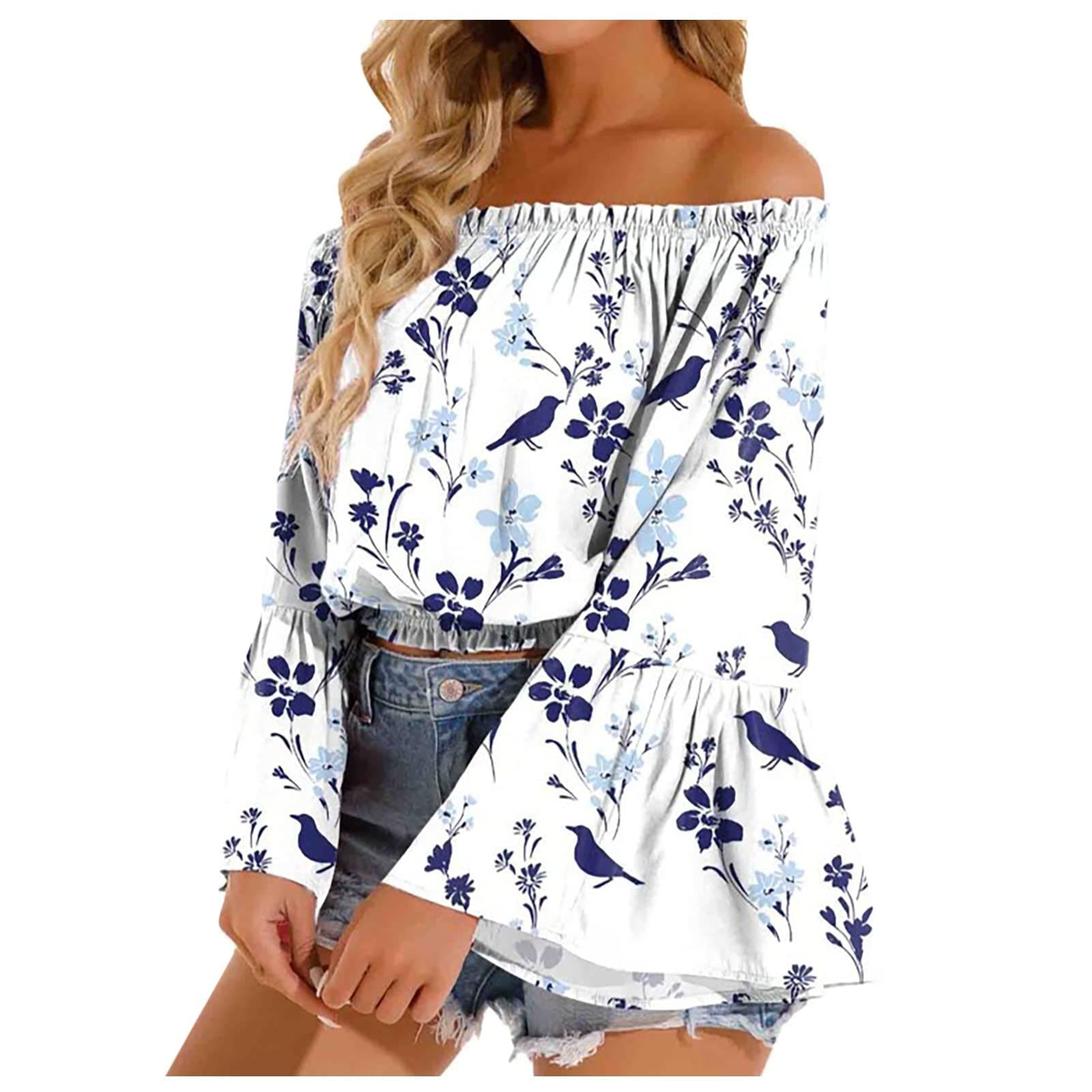 Women's Casual Off The Shoulder Long Sleeve Tunic Tops - Fall Fashion 2022 - Perfect for Date Night, Office Wear & Weekend Outfits
