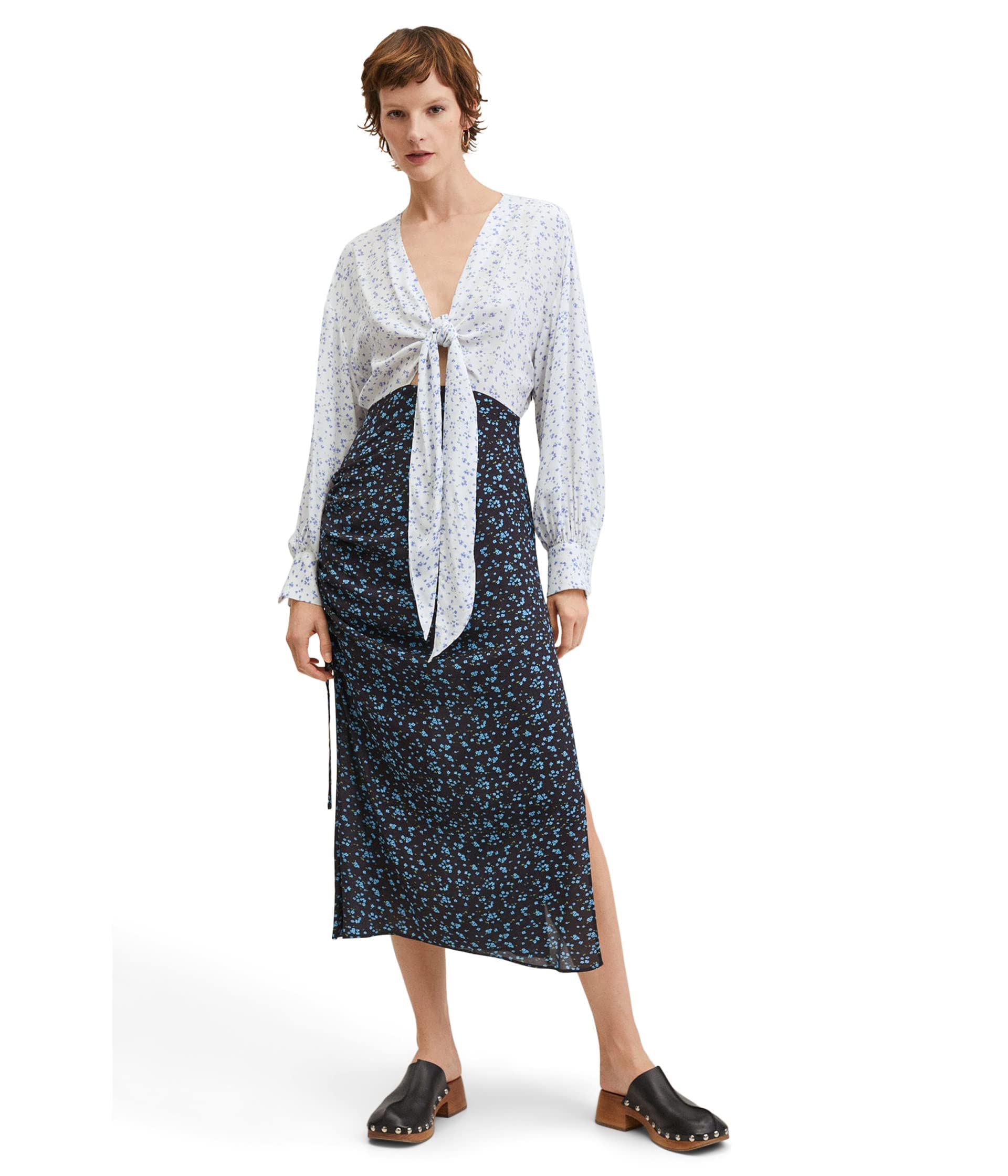 Mango Biscuit Dress for Women - Flowy Summer Midi Dress with Floral Print, Casual Boho Style for Beach, Vacation, and Everyday Wear