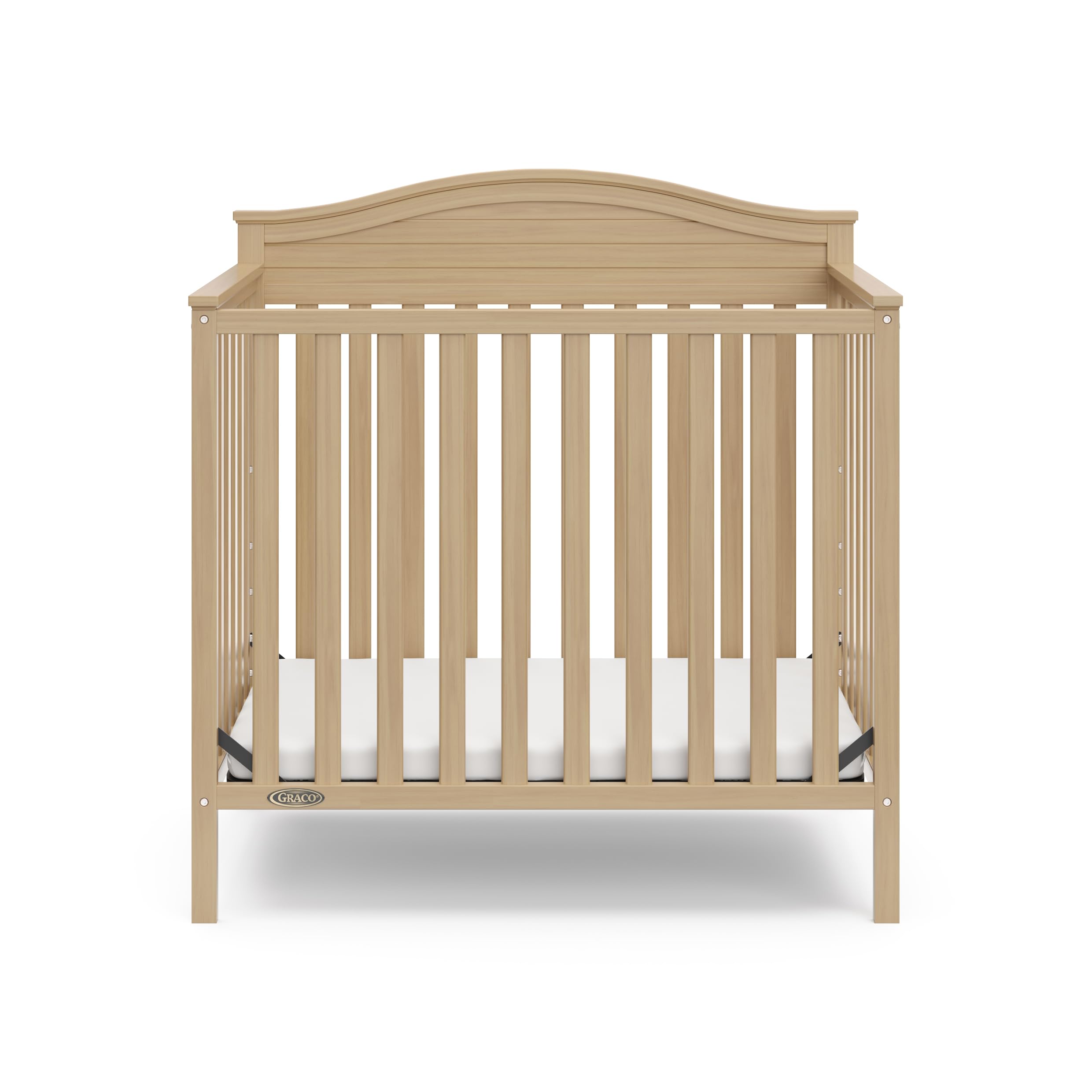 Graco Stella 4-in-1 Convertible Mini Crib with Mattress | Driftwood Finish | Converts to Twin Bed with Headboard & Footboard | Includes 2.5