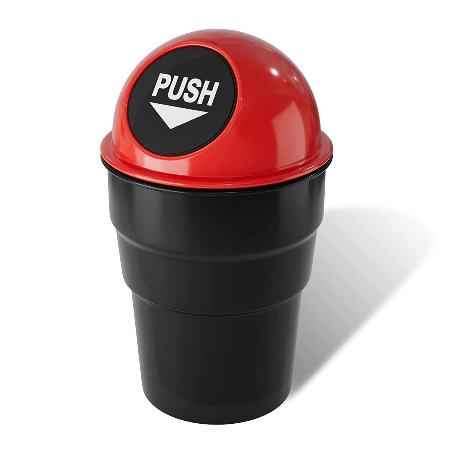 Mini Car Trash Can with Lid - Leakproof Auto Garbage Bin for Vehicle Cup Holder | Portable Small Trash Can for Car, Home, Office, Kitchen, Bedroom, Bathroom | Perfect for Road Trips, Commuting & Daily Use (Red)