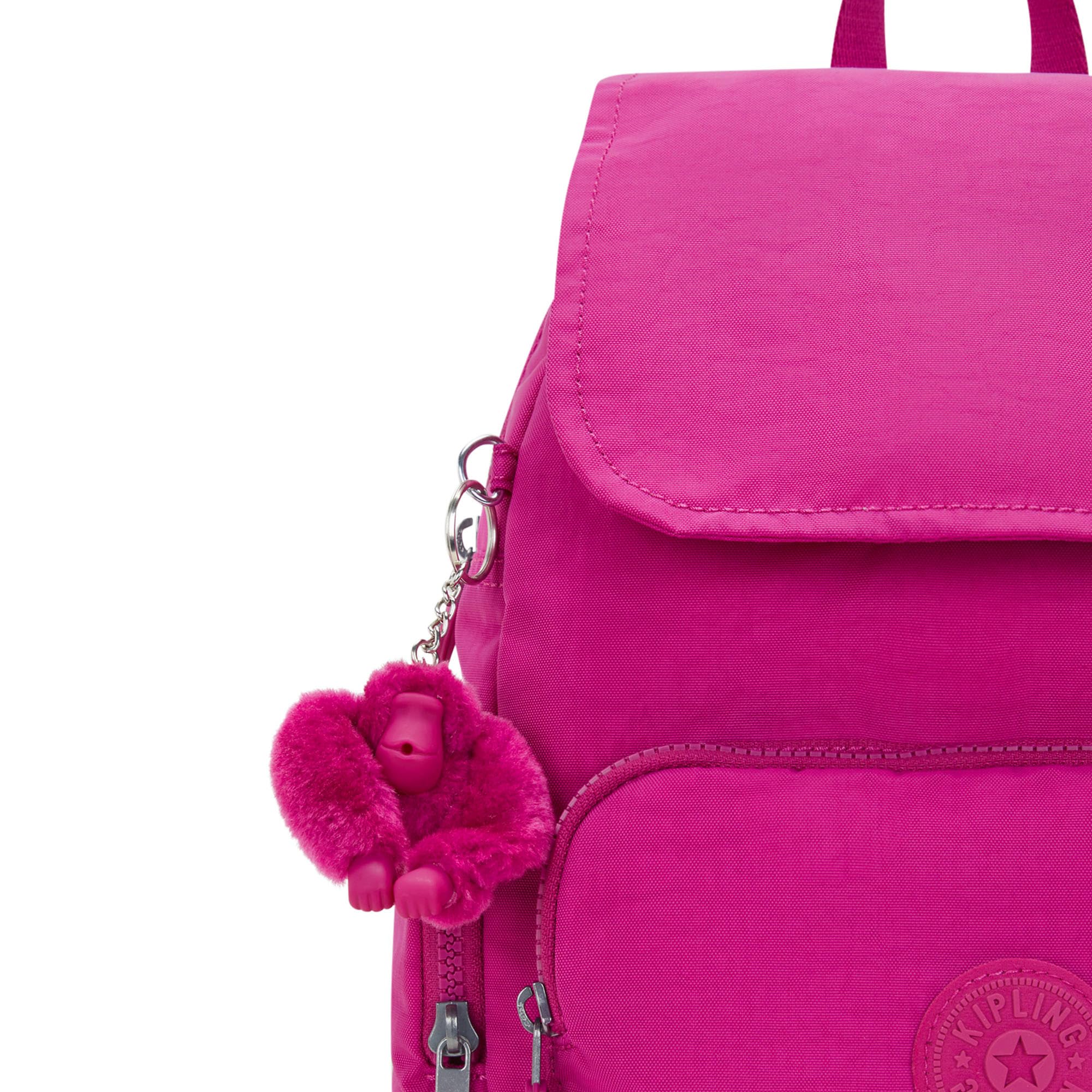 Kipling City Zip Small Backpack for Women - Glowing Fuchsia Lightweight Travel Daypack, Perfect for Commuting, School & Shopping
