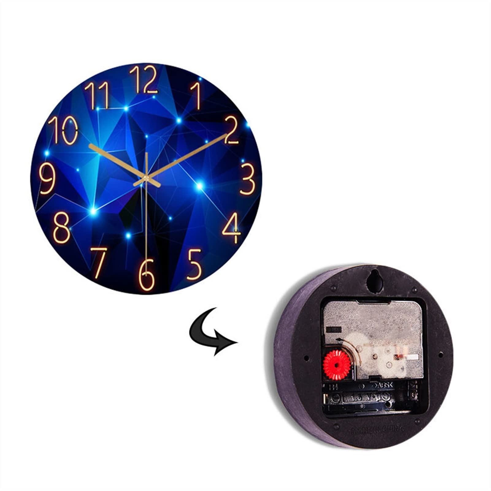 Modern Geometric Glass Wall Clock - Silent Quartz Movement, Stylish Living Room & Home Decor - Perfect for Bedroom, Office, and Kitchen Wall Decor