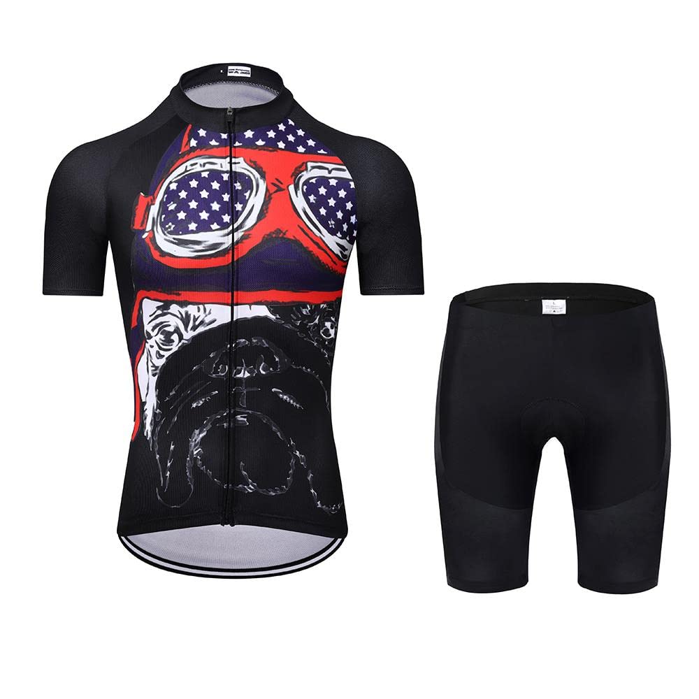 Men's Cycling Jersey & Bib Shorts Set - Breathable Short Sleeve MTB Bike Shirt with 20D Padded for Mountain Biking & Road Cycling | Perfect for Training, Racing & Outdoor Sports