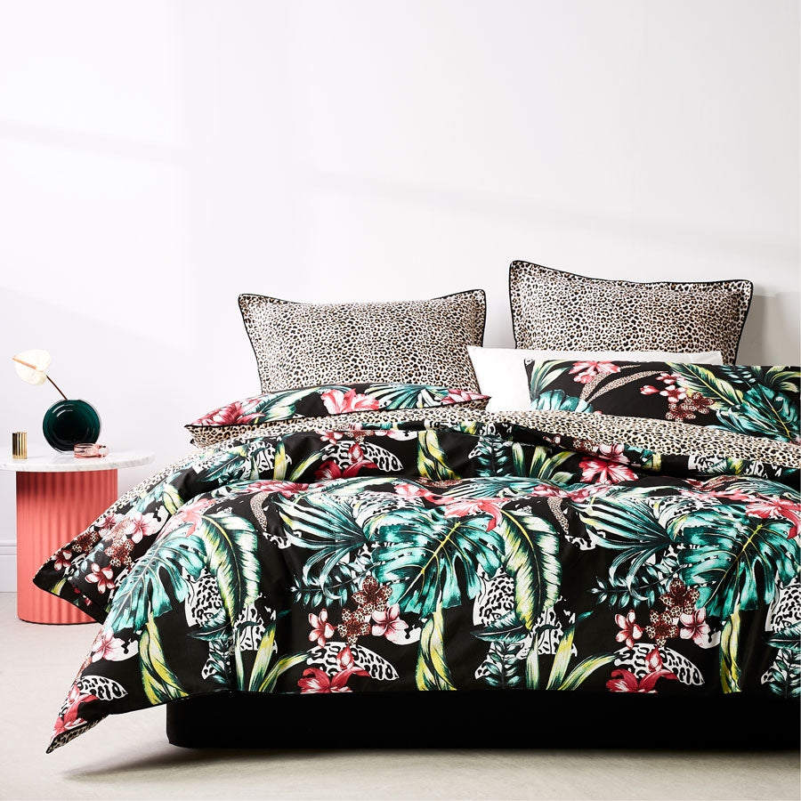 Luxury Etta Black Quilt Cover Set - Queen Size Bedding by Logan & Mason | Soft Microfiber Duvet Cover Set with Pillow Shams | Perfect for Modern Bedroom & Guest Room Decor