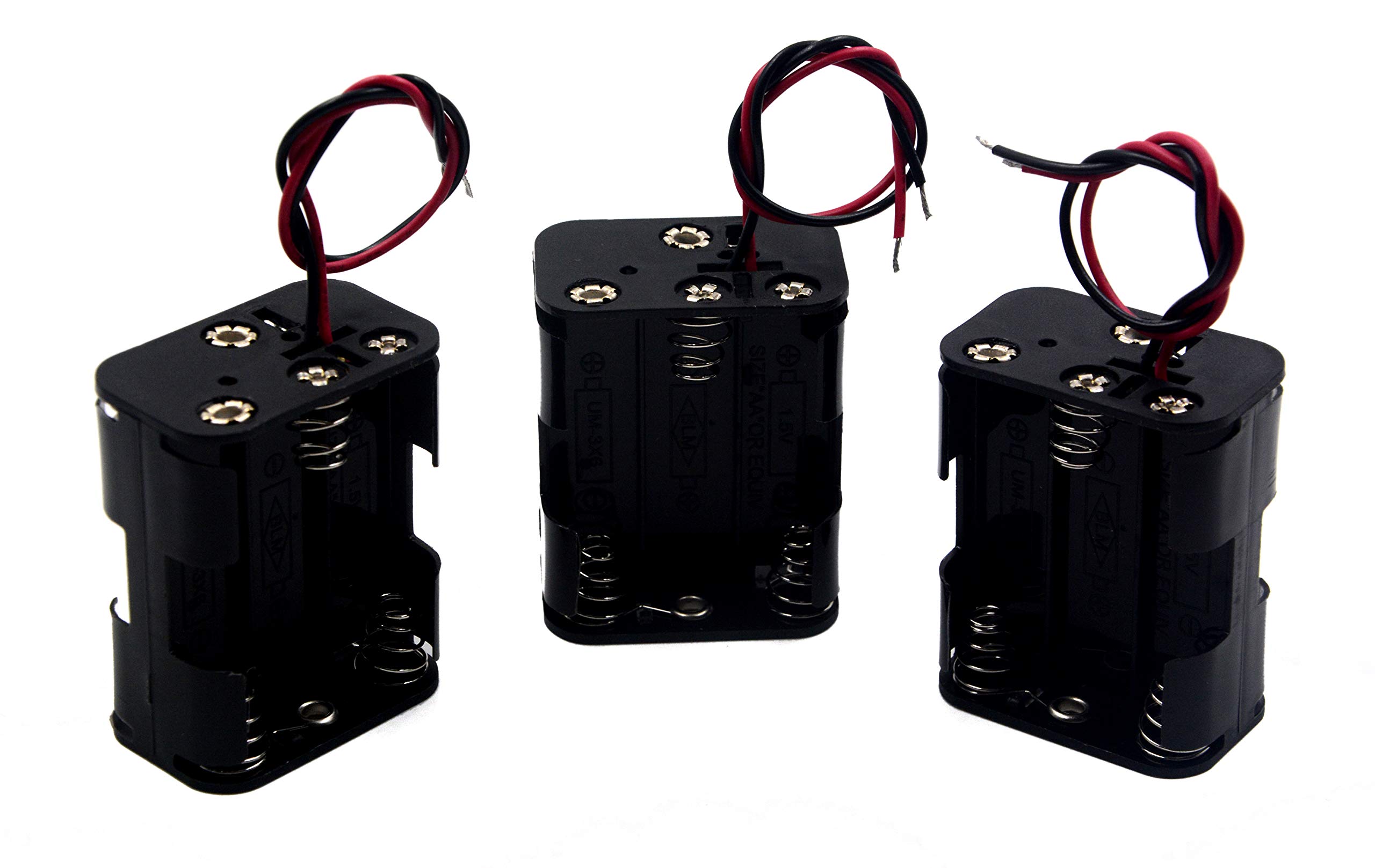 3-Pack 6 AA Battery Holder with Leads - Durable 9V AA Battery Case for DIY Electronics, Toys, and Remote Controls - Perfect for Powering Projects and Devices