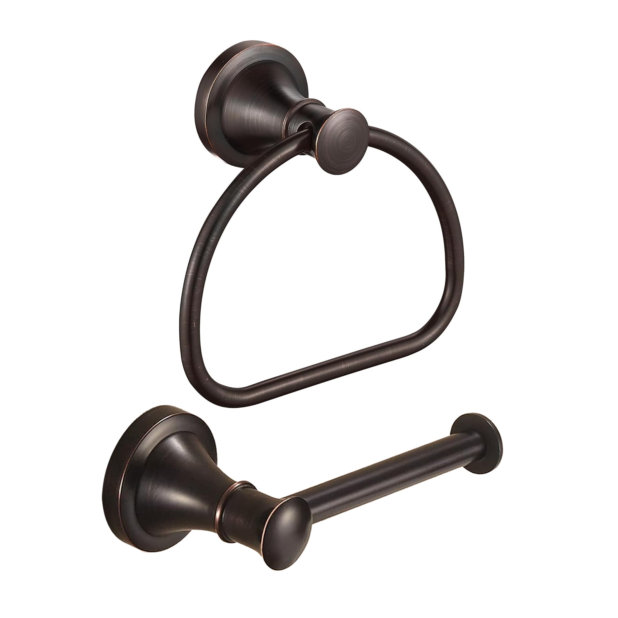 WOLIBEER Bronze Toilet Paper Holder & Hand Towel Ring Set - Oil Rubbed Bronze (ORB) Wall Mounted Bathroom Accessories - Farmhouse Style Tissue Roll Hanger & Towel Rack for Rustic, Vintage, or Modern Bathrooms