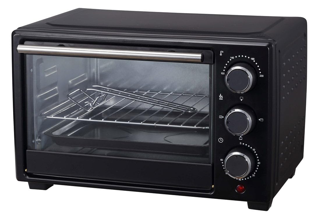 PYRAMIDEA 20L Electric Oven 1280W with Timer - Black (FO2006) - Perfect for Baking, Roasting & Grilling at Home