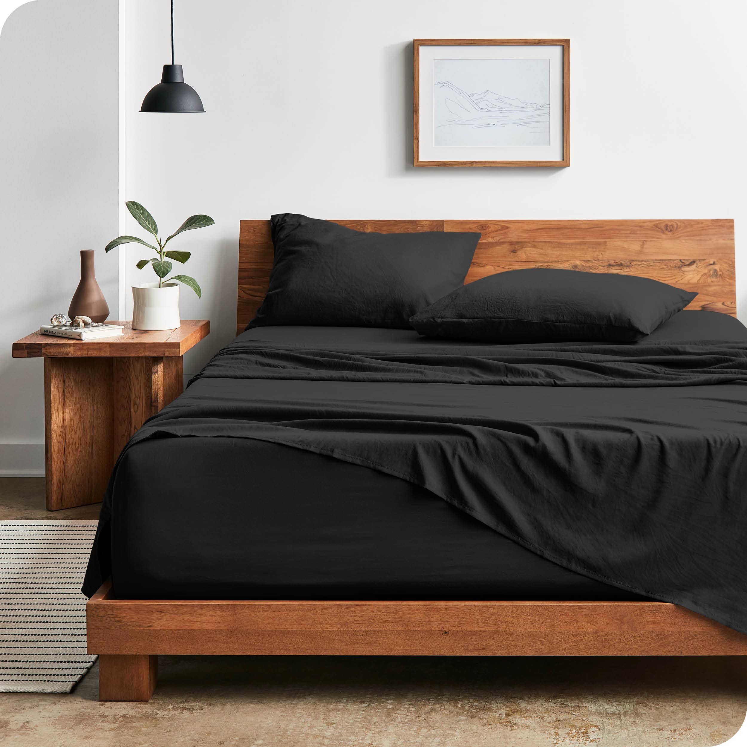 Bare Home Sandwashed Twin Sheet Set - Ultra Soft 1800 Microfiber Bed Sheets with Deep Pockets - Breathable & Wrinkle Resistant - Twin Size Bedding Set with Pillowcase (Sandwashed Black) - Perfect for Guest Rooms, Dorms & Cozy Bedroom Retreats