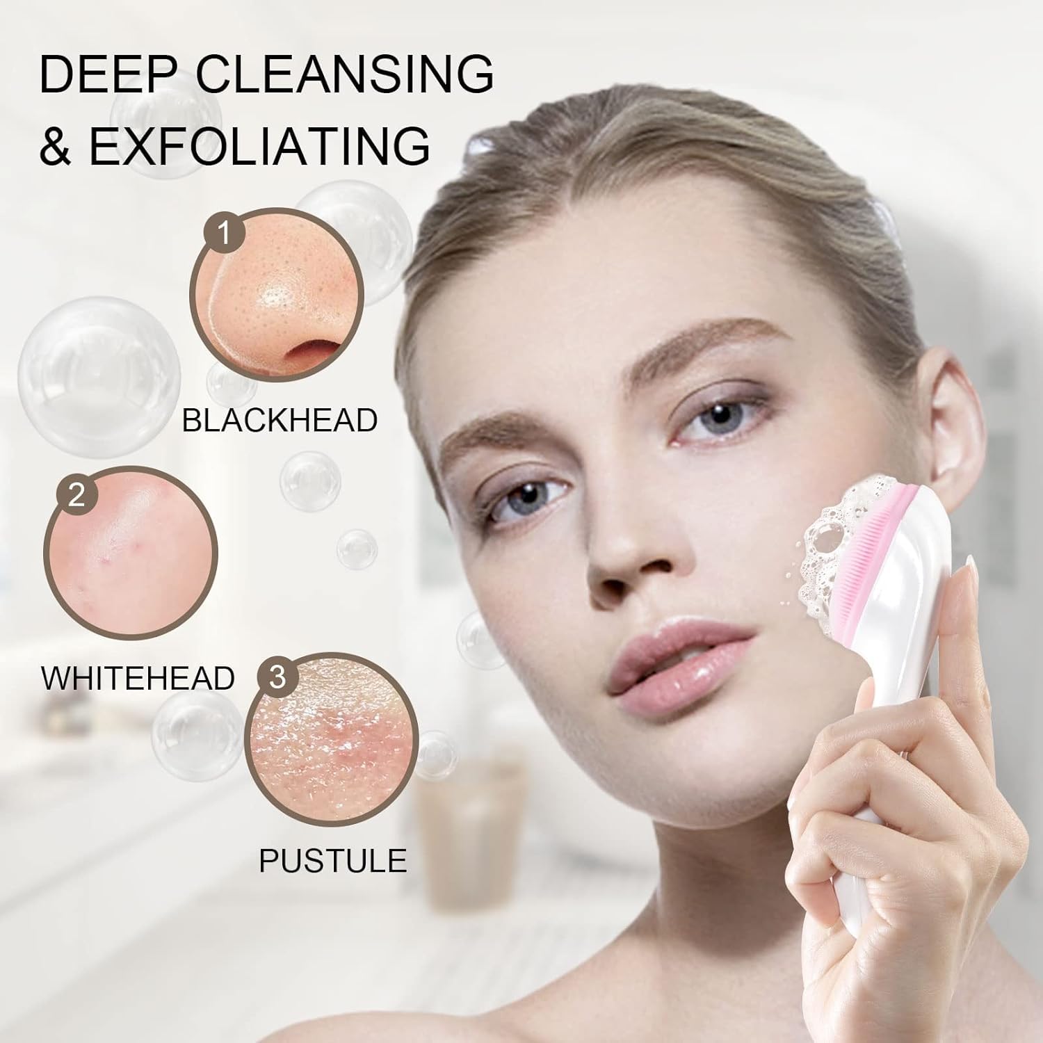 GREEMITO Soft Silicone Face Cleansing Brush - Manual Waterproof Face Scrubber & Skin Care Tool for Deep Cleaning | Exfoliating & Makeup Removal | Perfect for Daily Skincare Routine & Travel (Multi-Color)
