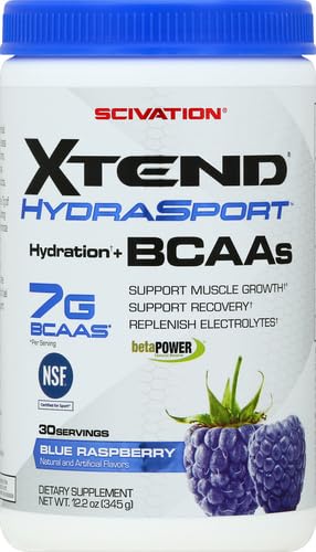 XTEND Sport BCAA Powder Blue Raspberry Ice - Electrolyte Recovery Drink with Essential Amino Acids for Muscle Hydration & Post-Workout Recovery - 30 Servings - Ideal for Gym, Running & Fitness Enthusiasts