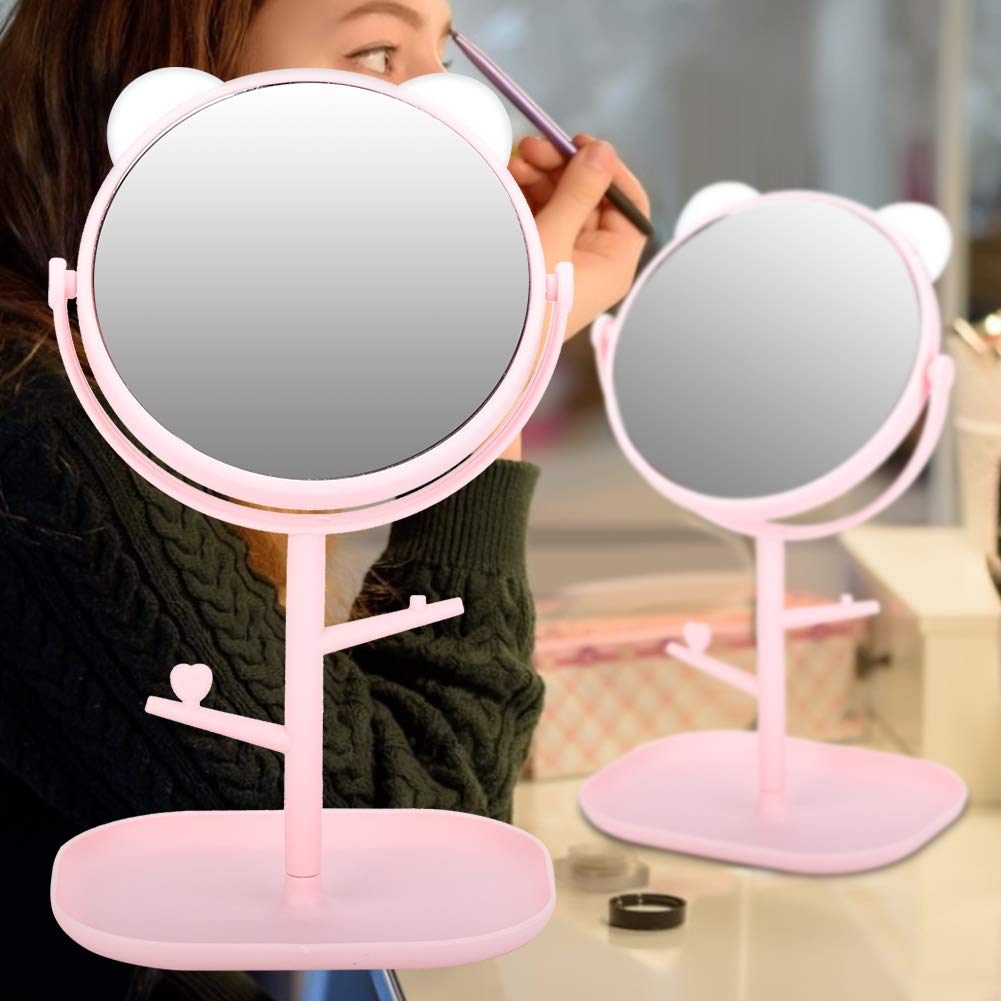 Vanity Mirror with Lights - Portable Desktop Makeup Mirror for Women Girls, LED Cosmetic Mirror with Touch Control (Mickey Ear White) - Perfect for Home Dressing Table, Bedroom & Travel Beauty Essentials