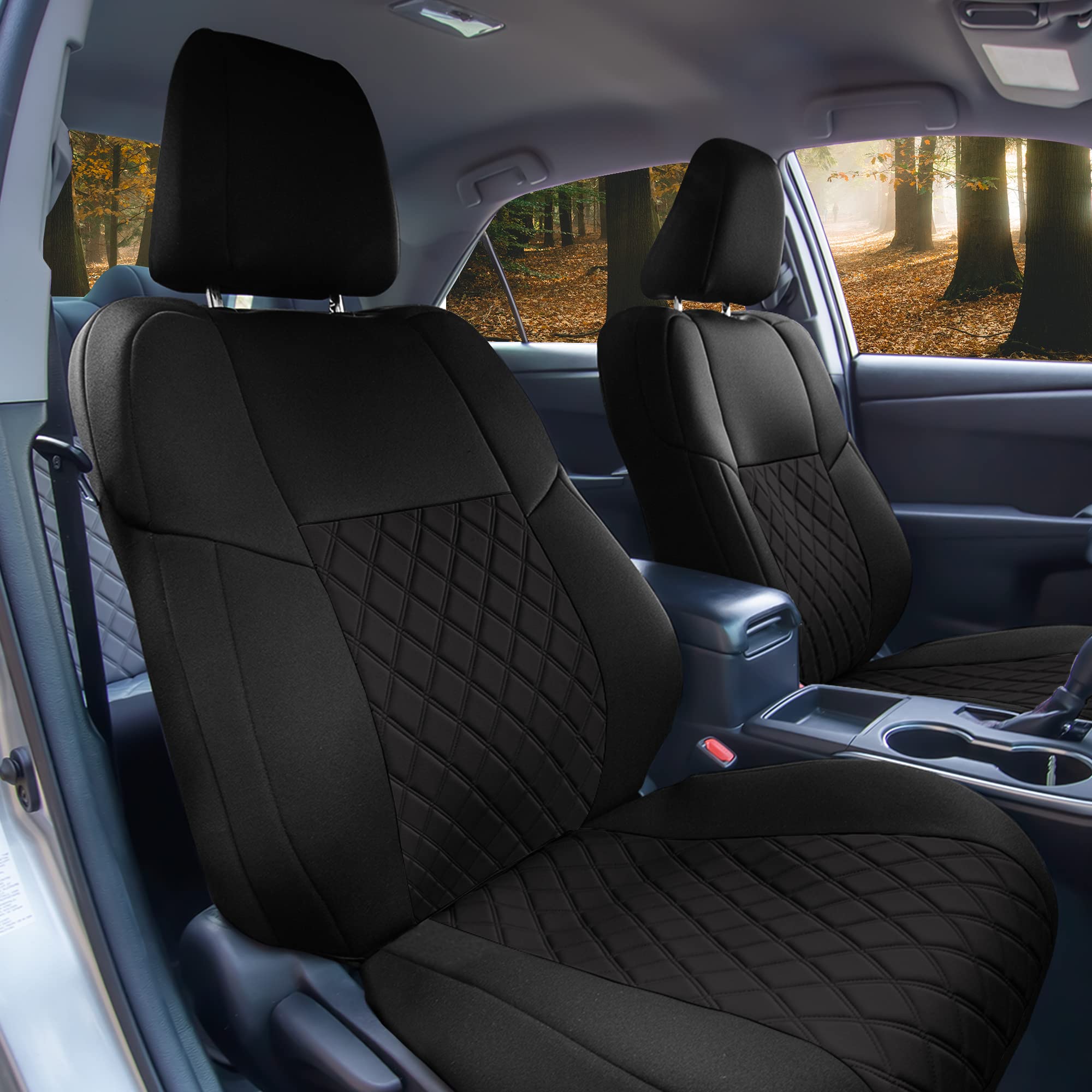 Premium Custom Fit Neoprene Seat Covers for Toyota Camry LE/SE/XSE/XLE (2012-2017) - Waterproof Black Front Seat Covers Set | Durable Interior Accessories | Perfect for Daily Commute, Road Trips & Car Protection