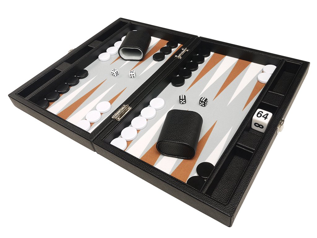 Premium 13-inch Backgammon Set - Portable Travel Size with Black Board & White/Rum Points - Perfect for Family Game Nights, Beach Trips and Casino-Themed Parties