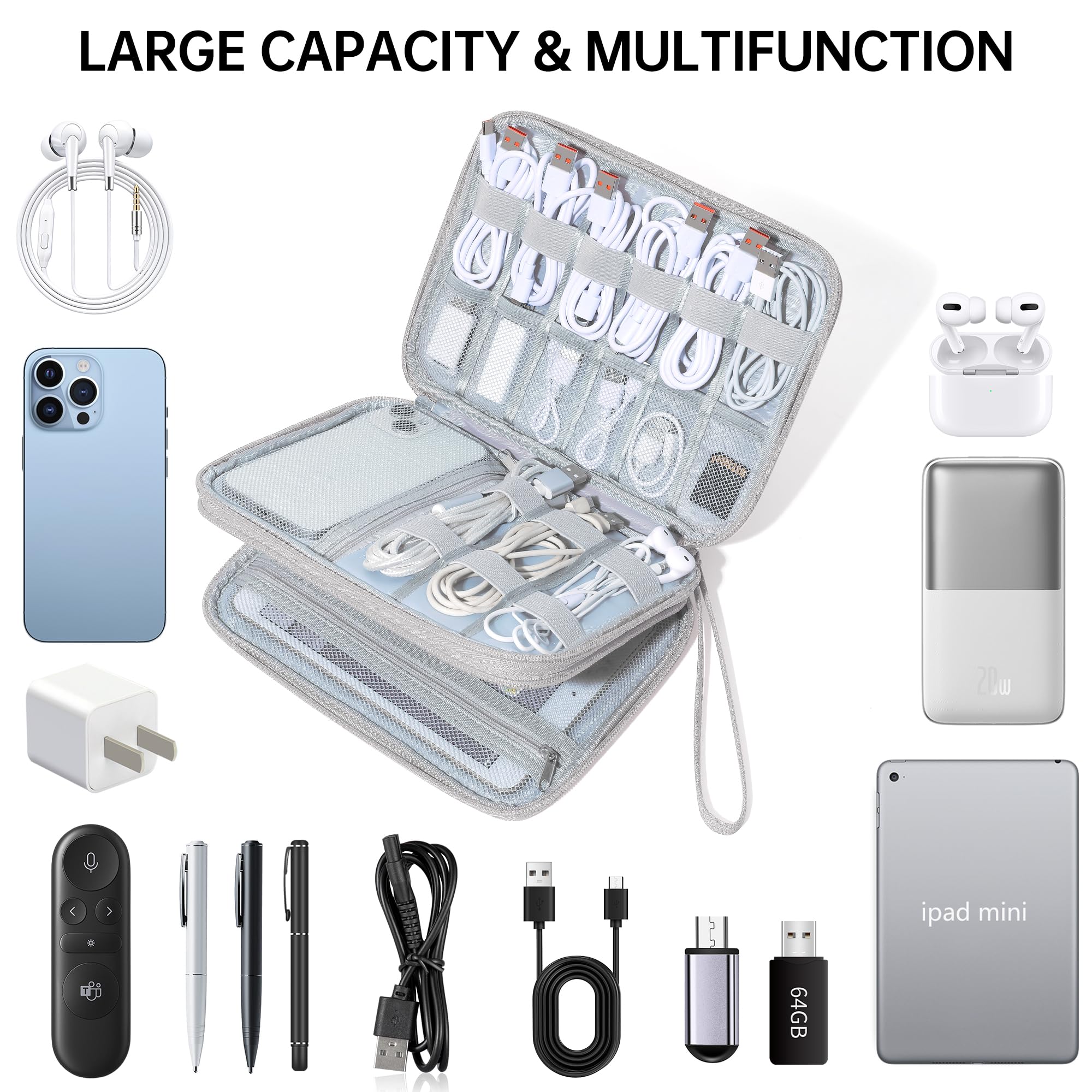 CILLA Electronics Organizer Travel Case - Compact Cable & Cord Organizer Bag for Charger, Phone, Earbuds - Perfect for Business Trips, Vacation & Daily Commute